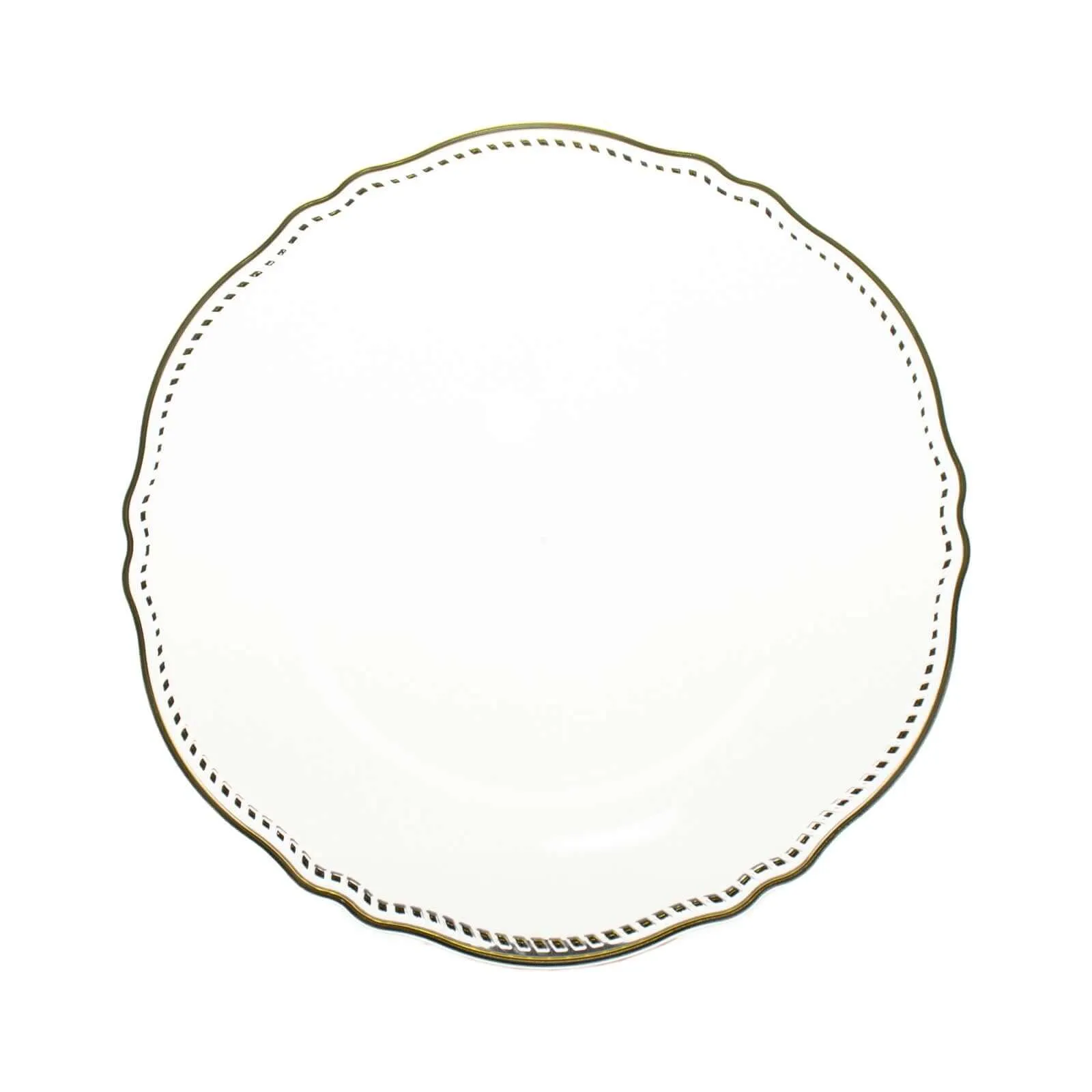 10 Pack 9" Clear Gold Scalloped Rim Disposable Dinner Plates, Plastic Party Plates