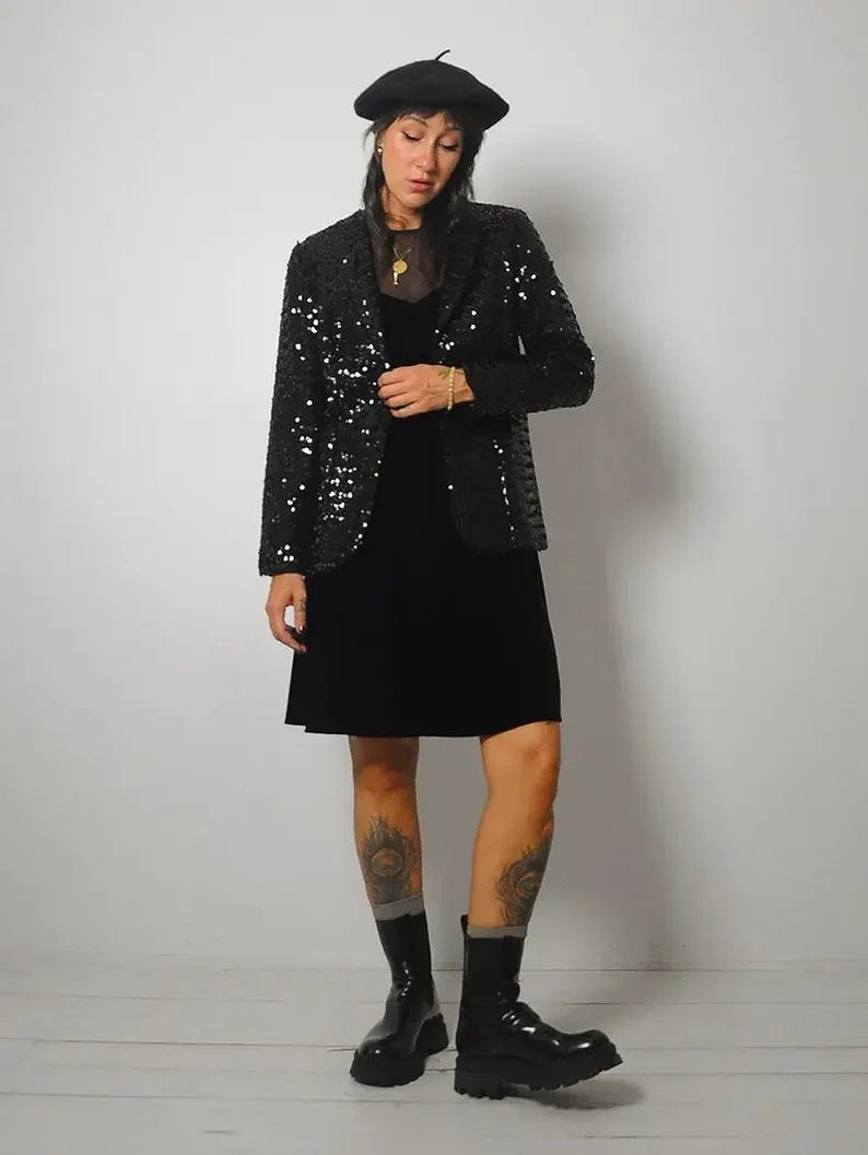 1960s Black Sequined Blazer