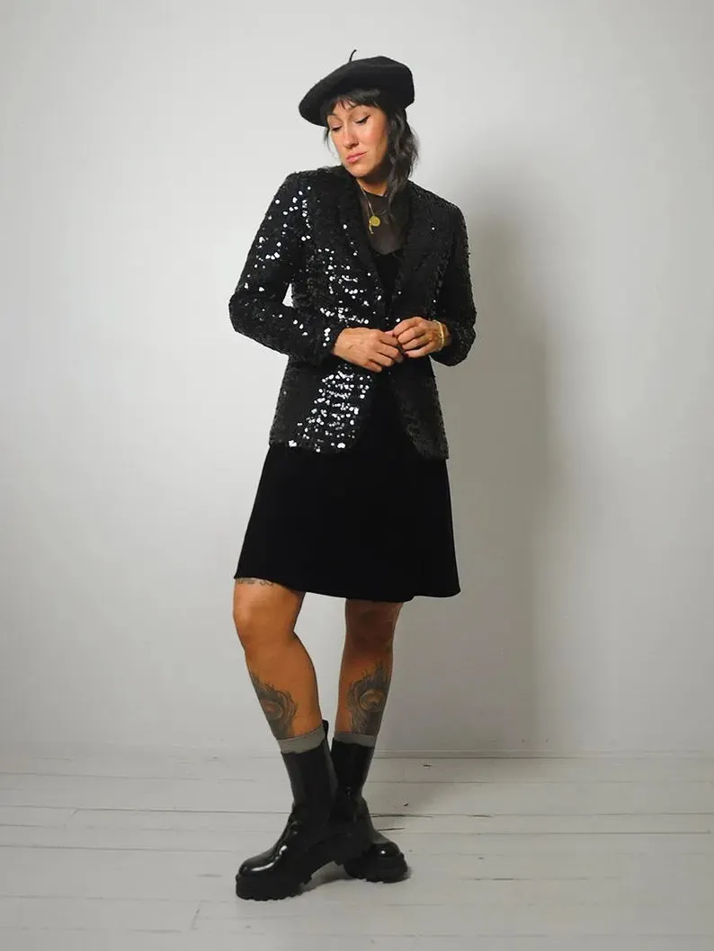 1960s Black Sequined Blazer