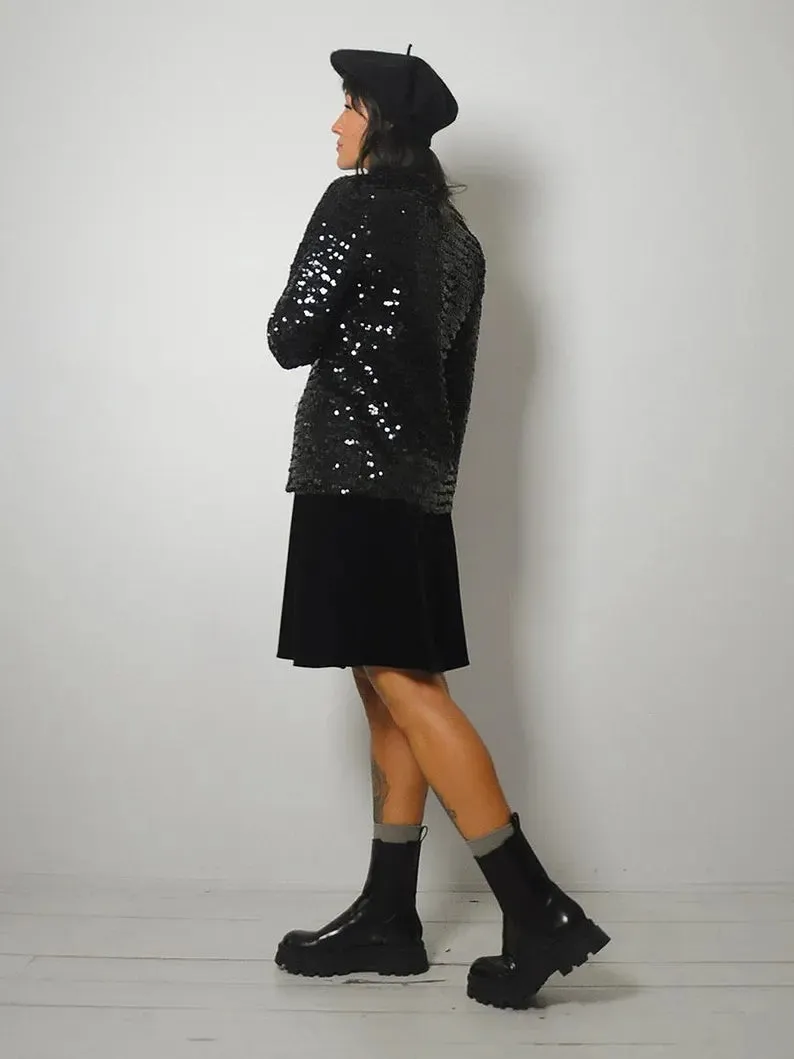 1960s Black Sequined Blazer