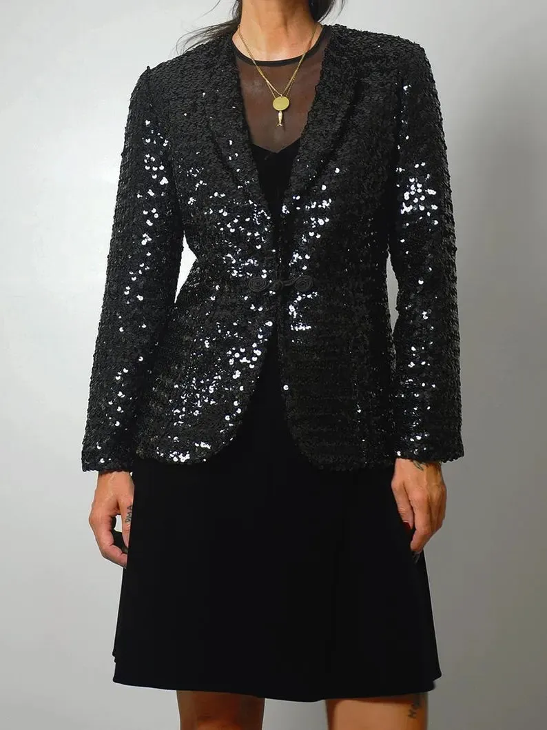 1960s Black Sequined Blazer