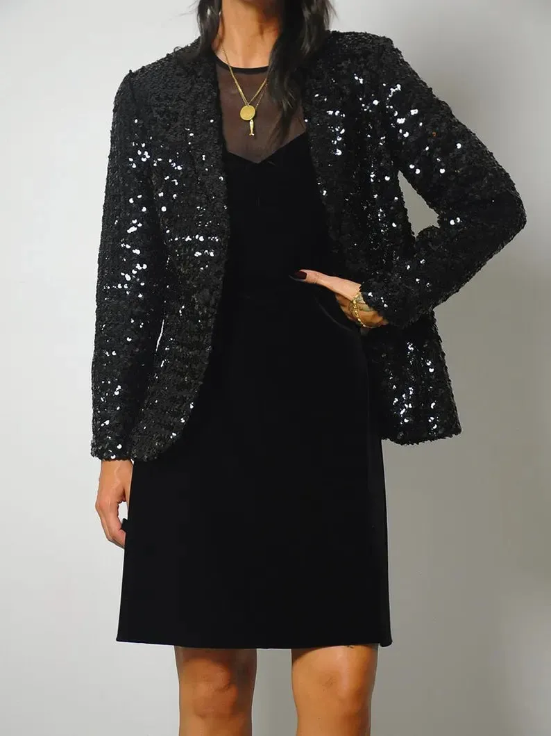 1960s Black Sequined Blazer