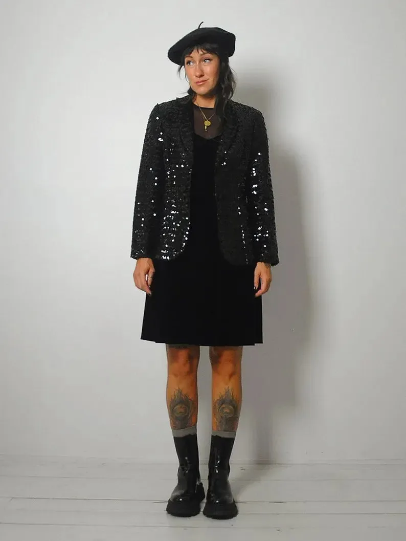 1960s Black Sequined Blazer