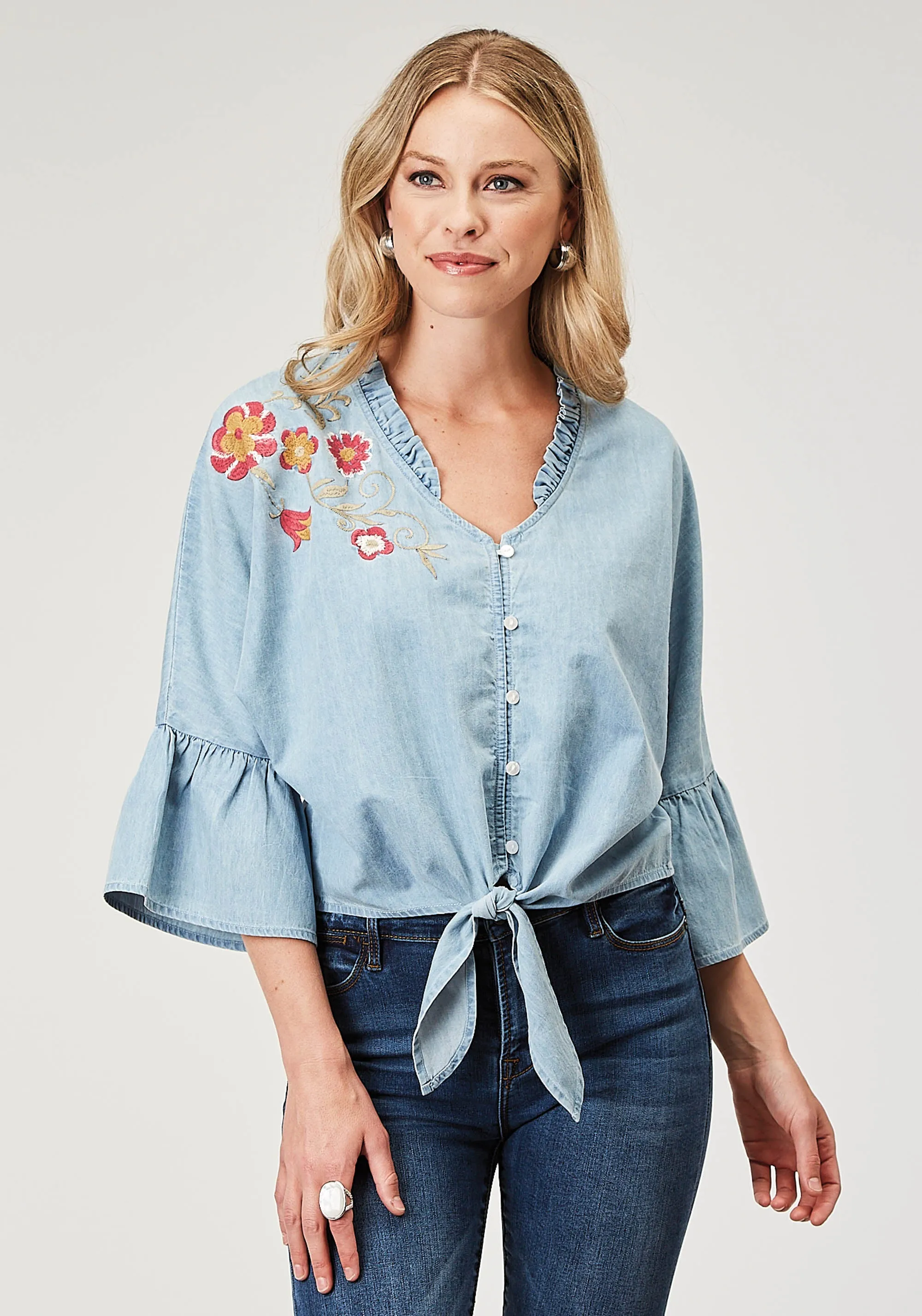 1999 LT BLUE COTTON DENIM BLOUSE