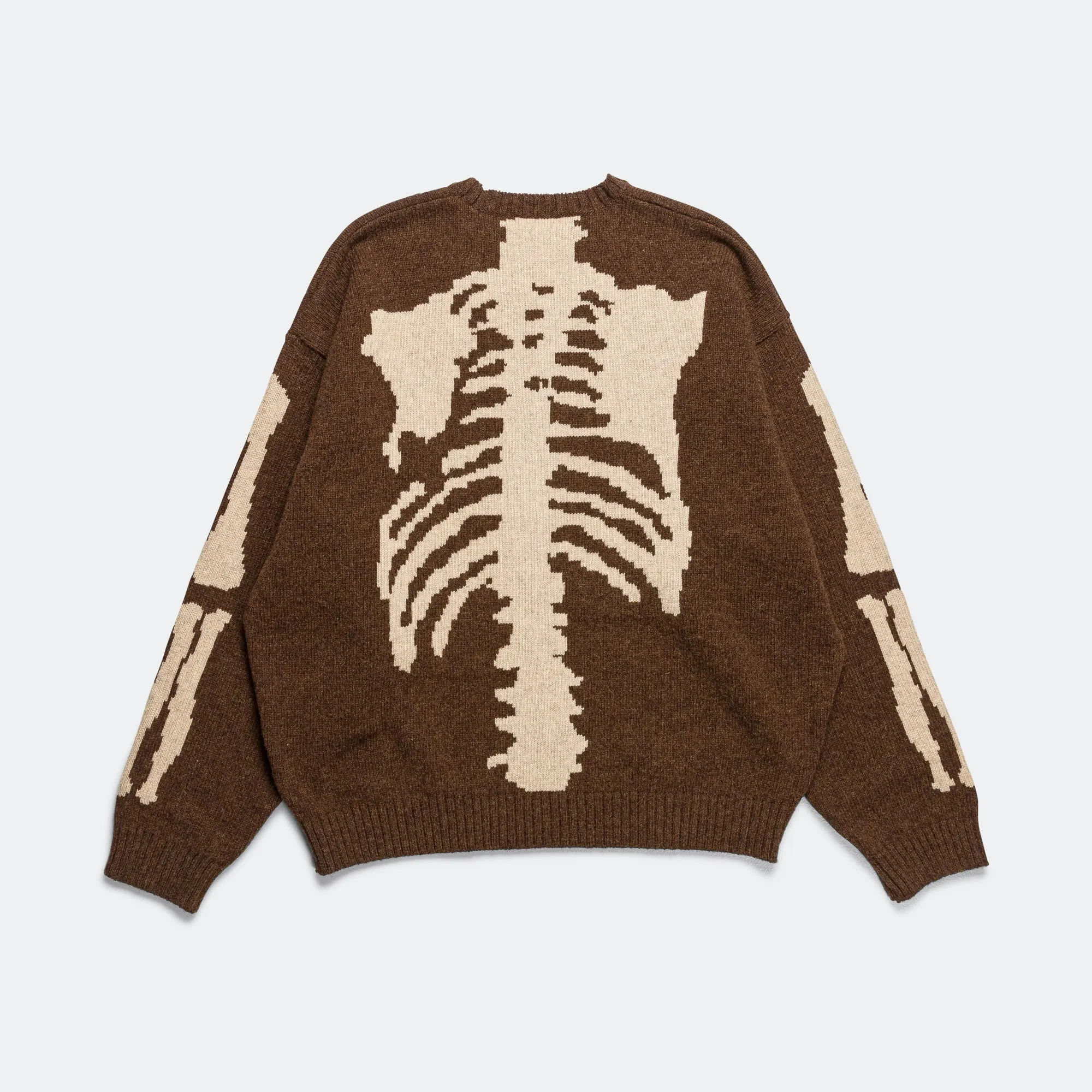 5G Wool BONE Crew Sweater - Brown