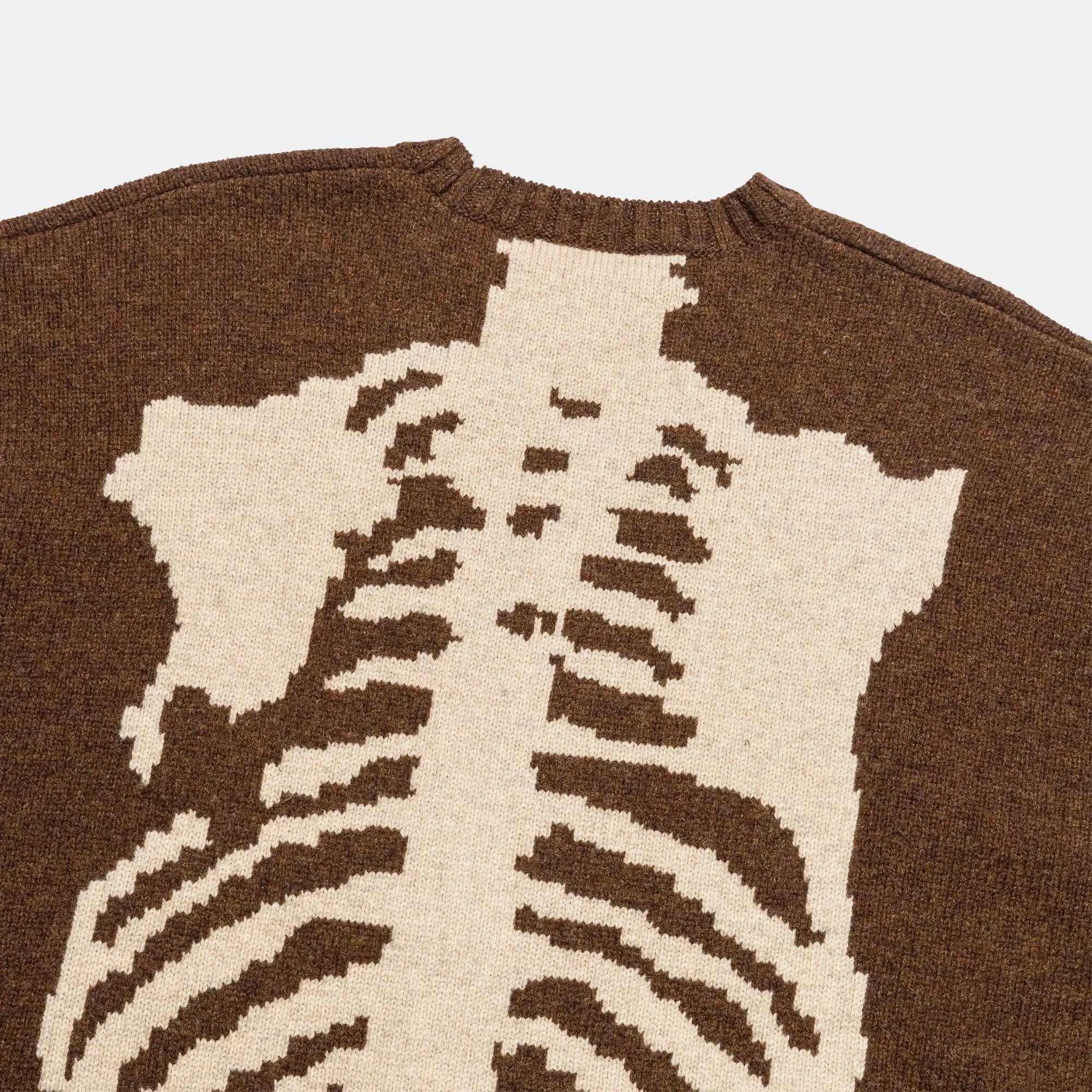 5G Wool BONE Crew Sweater - Brown