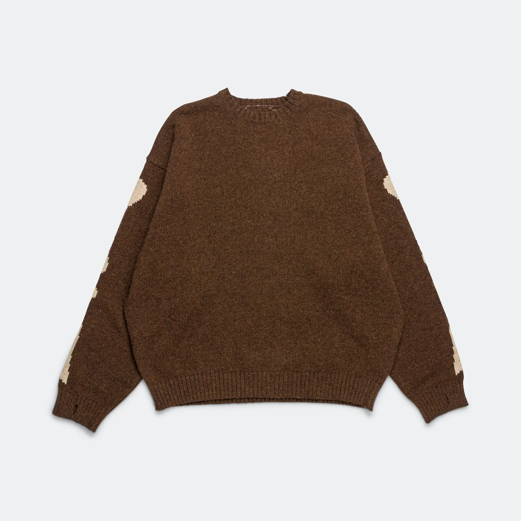 5G Wool BONE Crew Sweater - Brown