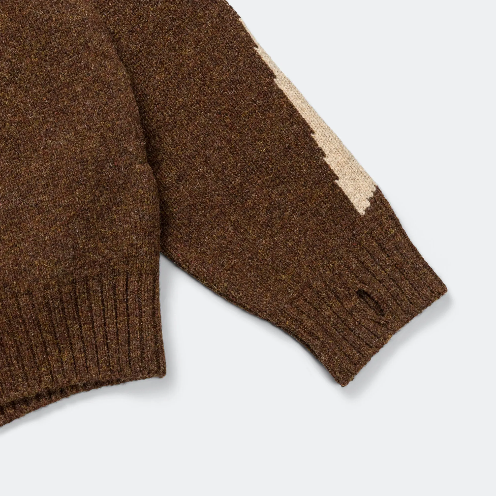 5G Wool BONE Hood Sweater - Brown