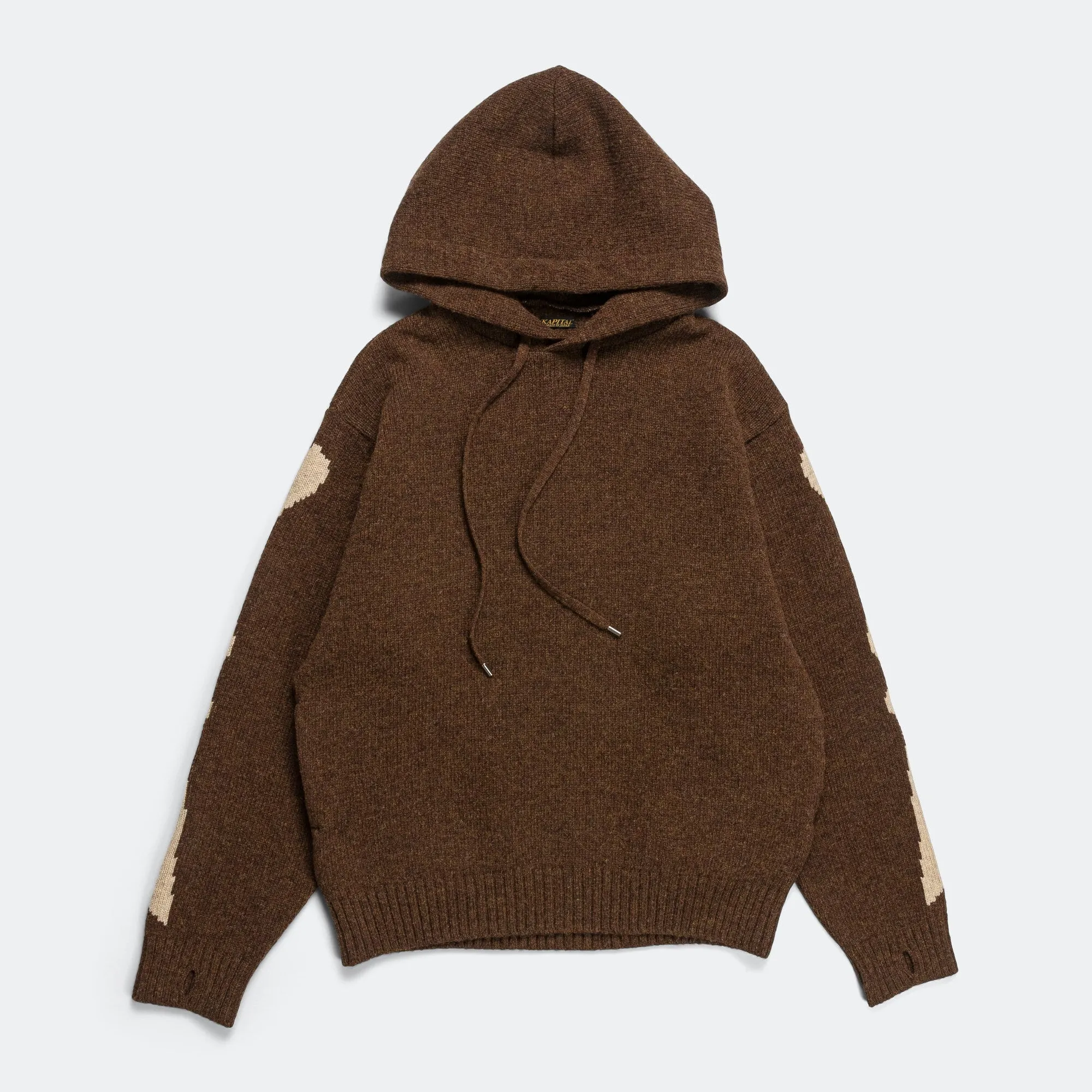 5G Wool BONE Hood Sweater - Brown