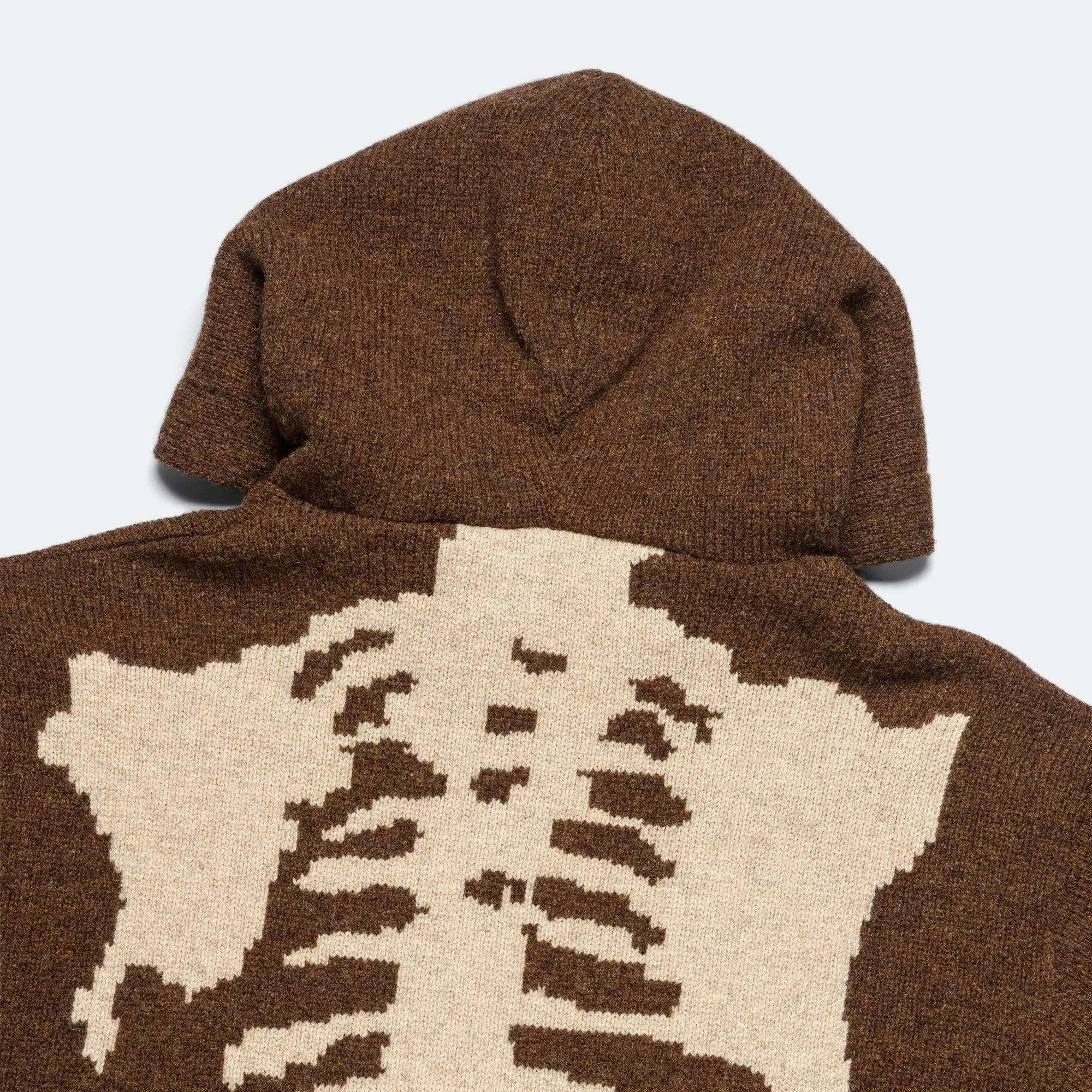 5G Wool BONE Hood Sweater - Brown