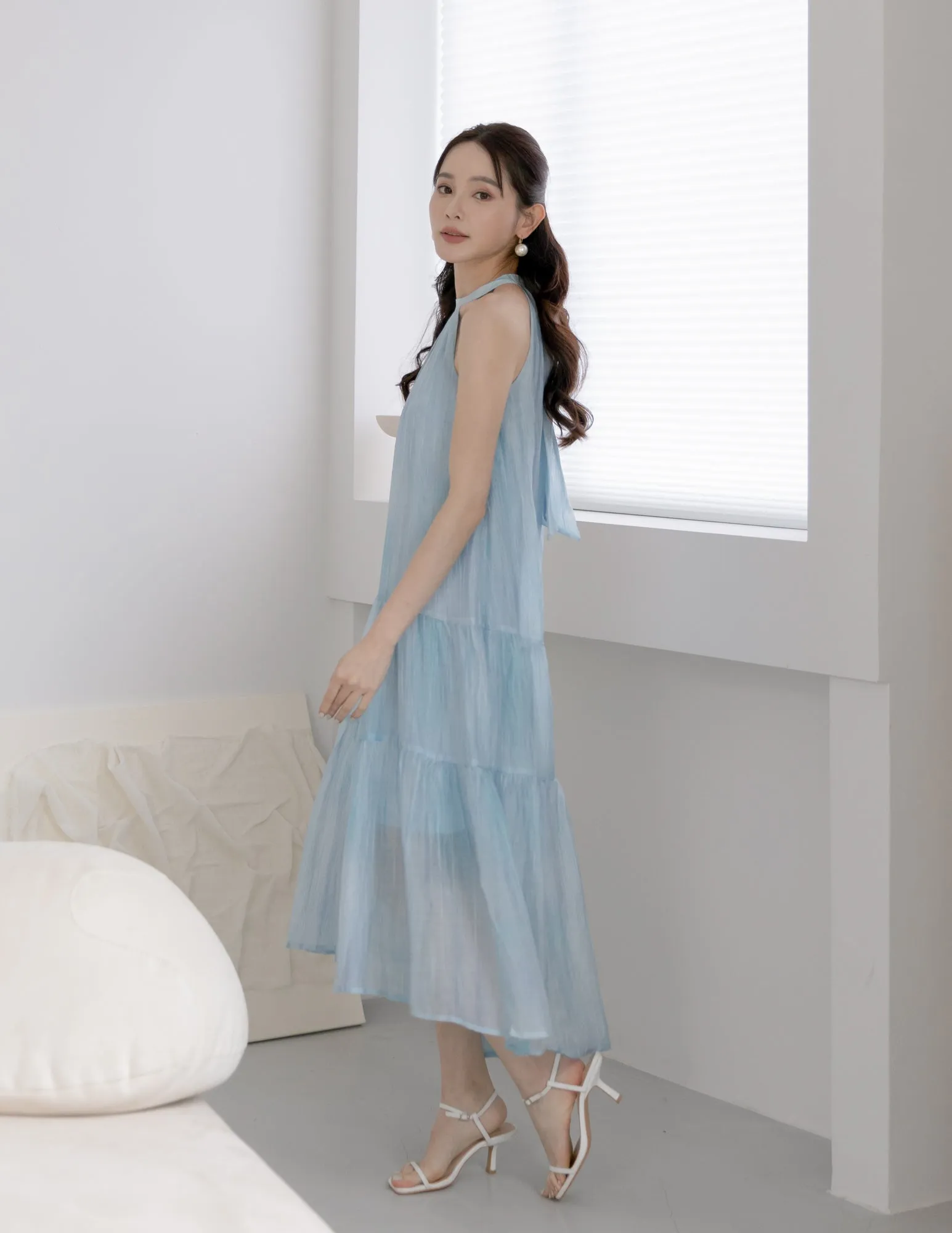 Adelia Organza Ombre Dress in Blue