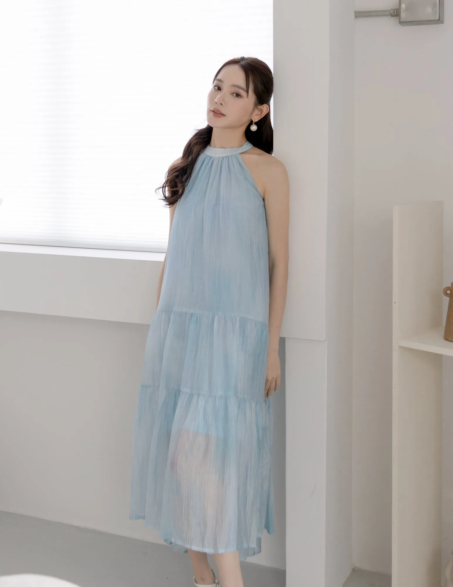 Adelia Organza Ombre Dress in Blue