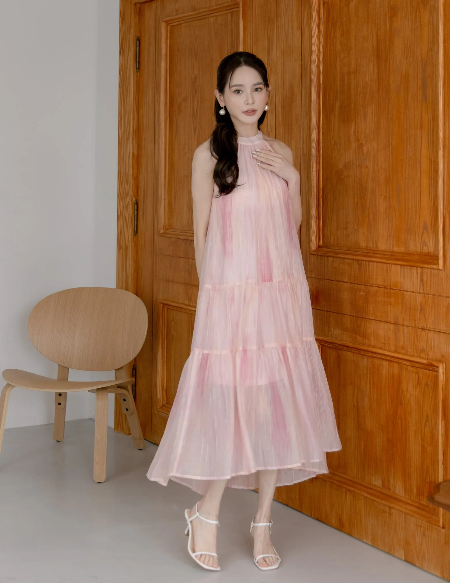 Adelia Organza Ombre Dress in Pink