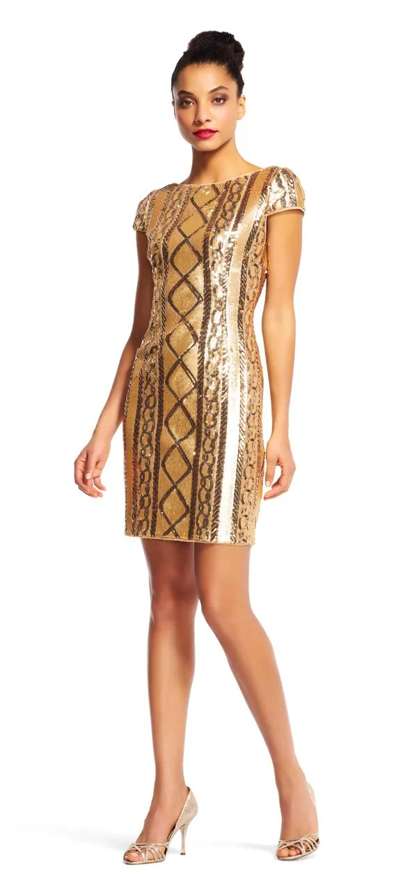 Adrianna Papell - AP1E200322 Cable Knit Sequined Dress