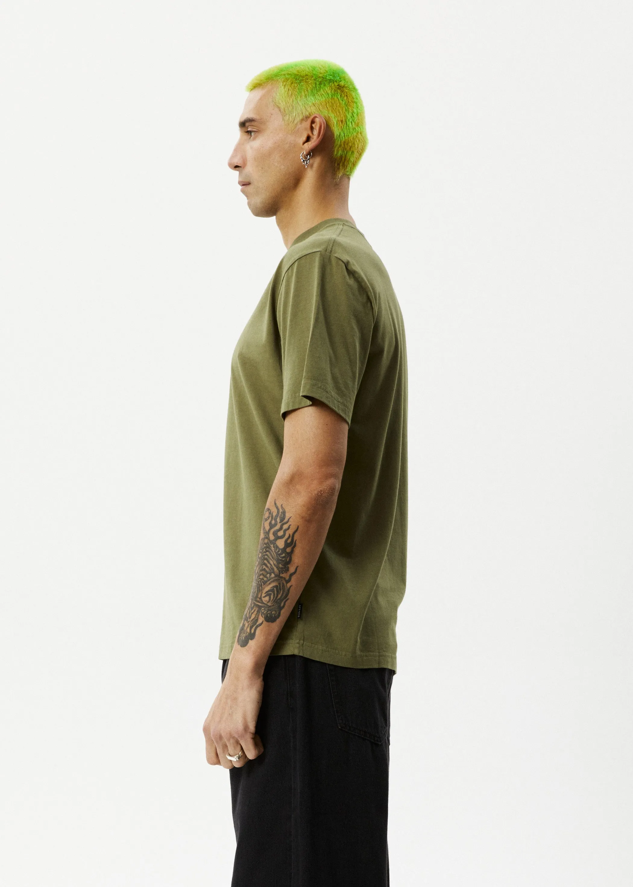 AFENDS Mens Relaxed - Retro Fit Tee - Military