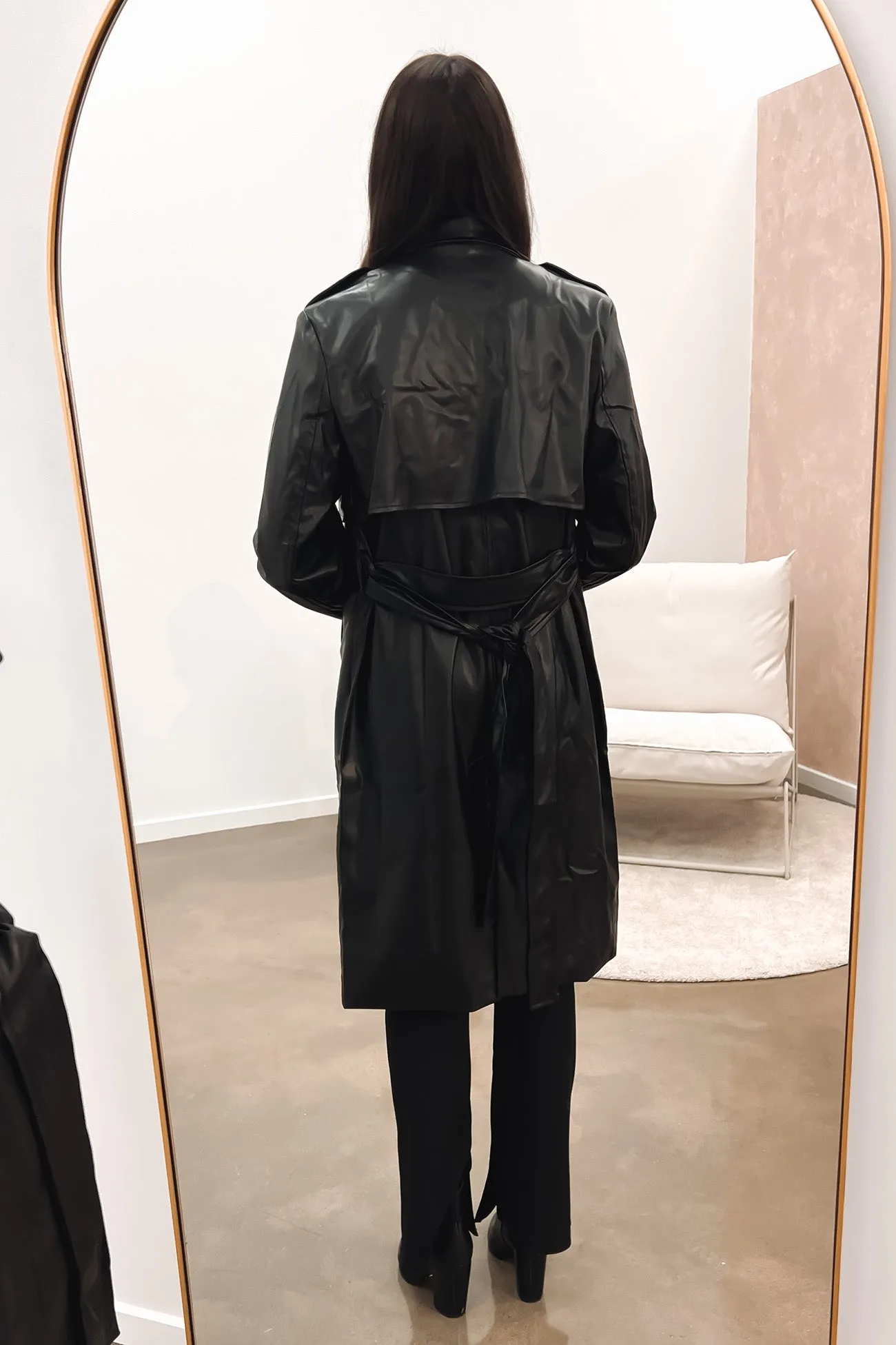 Alexis Vegan Leather Trench Black