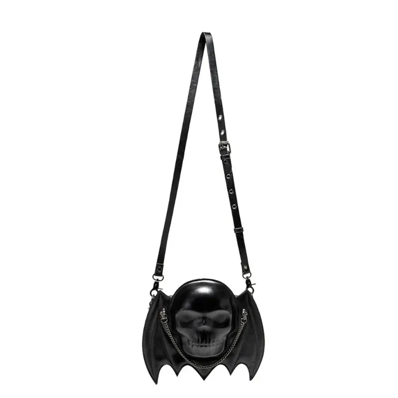 Alternative Shaped Chain Metal Skull Wing Gothic Fashion Bat Shoulder Bag