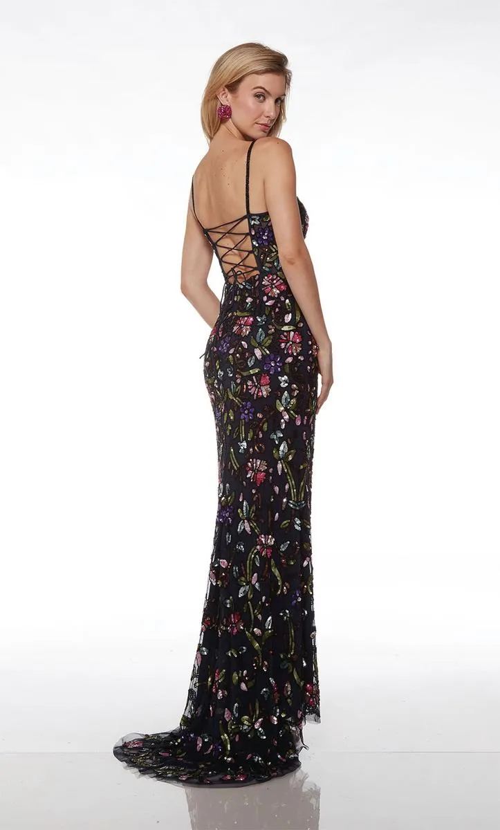 Alyce Corset Floral Prom Dress 61687