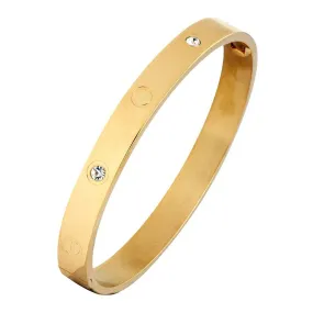 American Diamond 18K Gold Stainless Steel Kada Bracelet Men