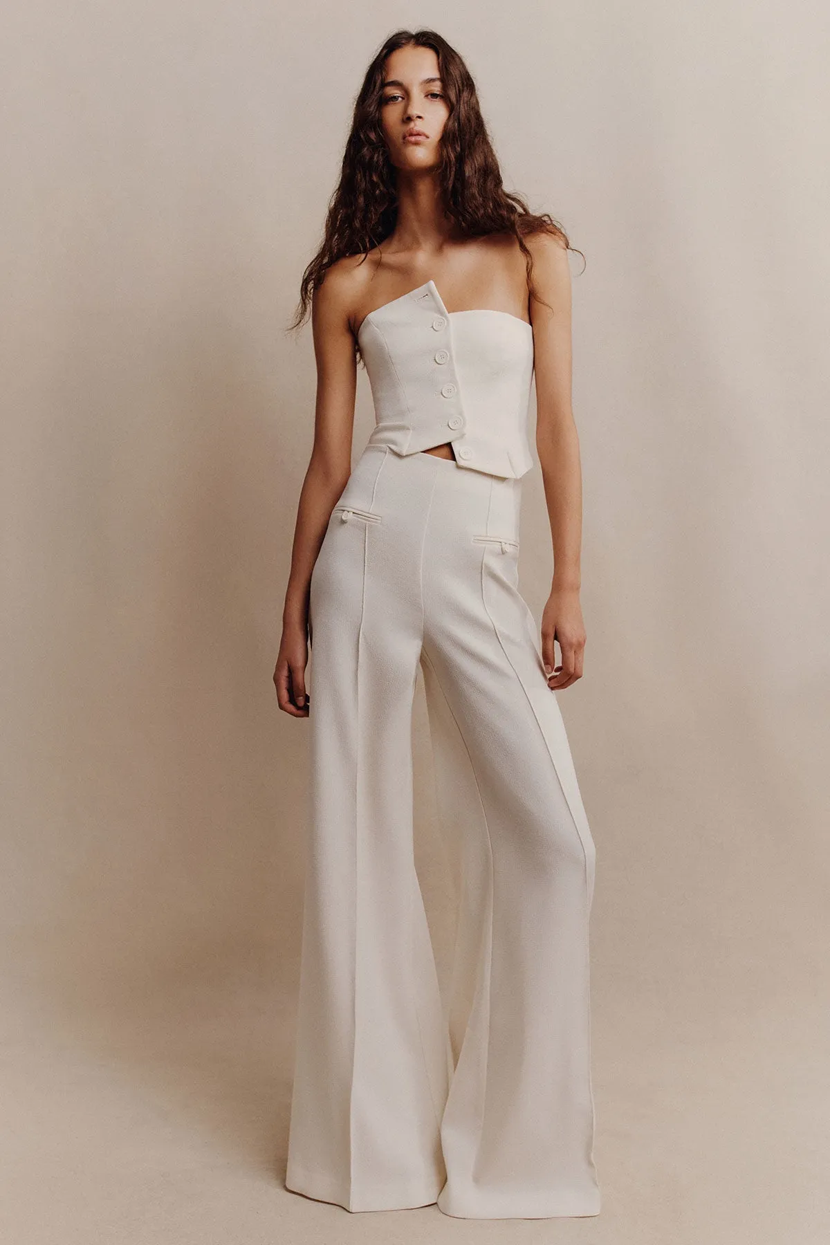 AMURA HIGH WAISTED WIDE LEG PANT - CREAM