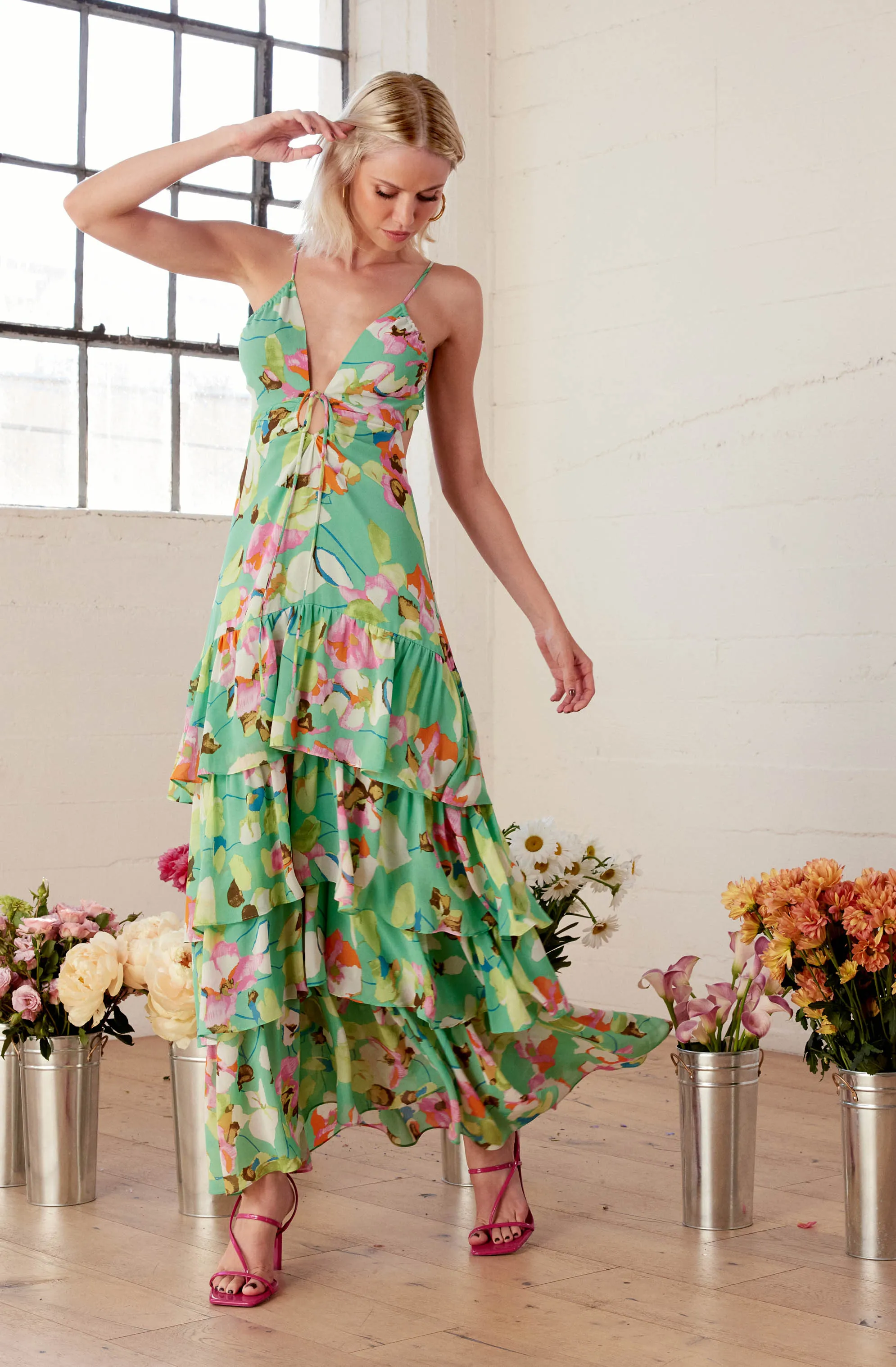 Aneira Floral Tiered Maxi Dress