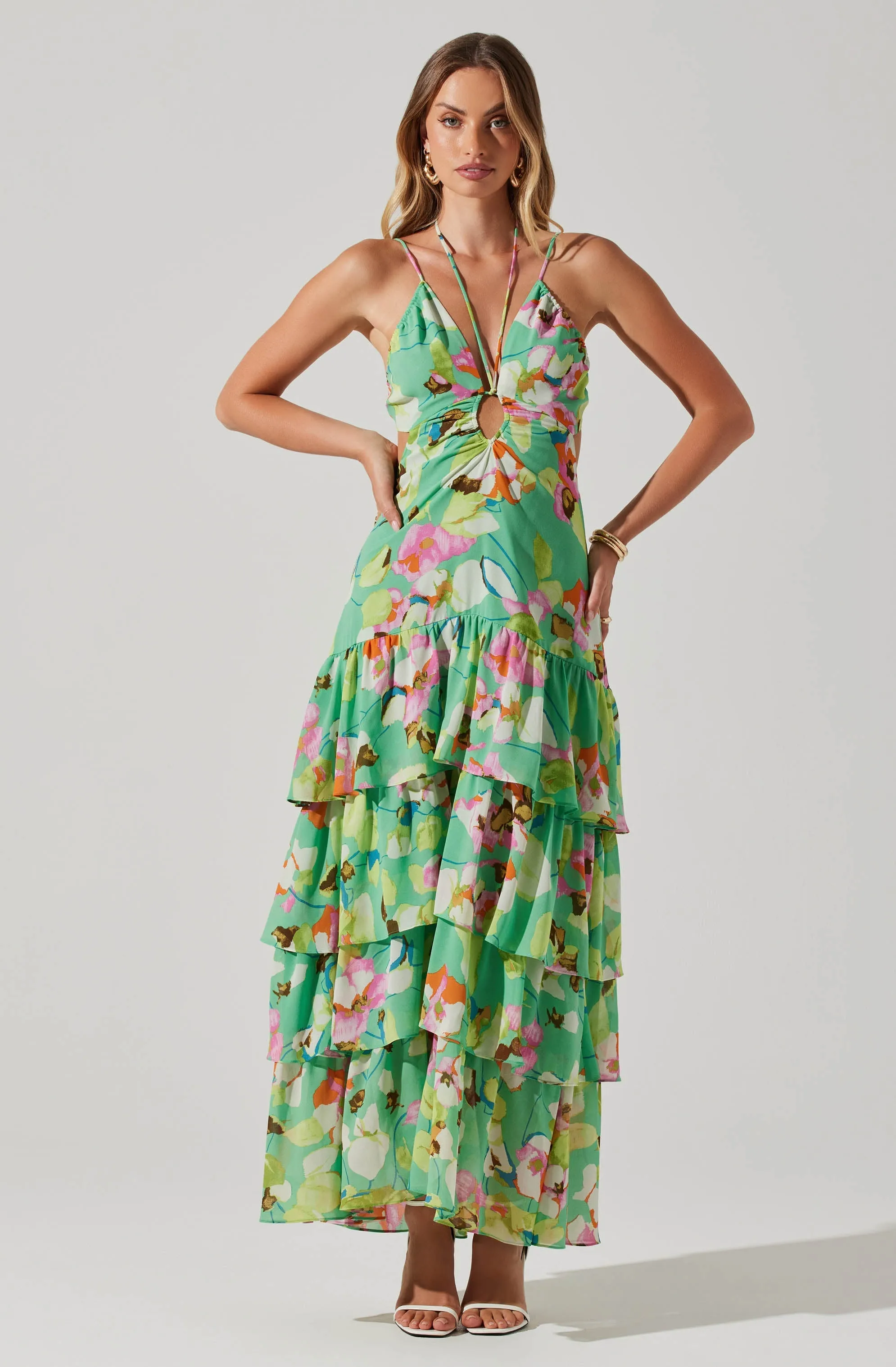 Aneira Floral Tiered Maxi Dress