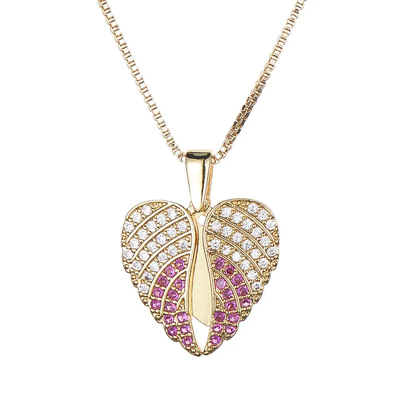 Angle Wings Heart Love Pink Pendant Chain Women