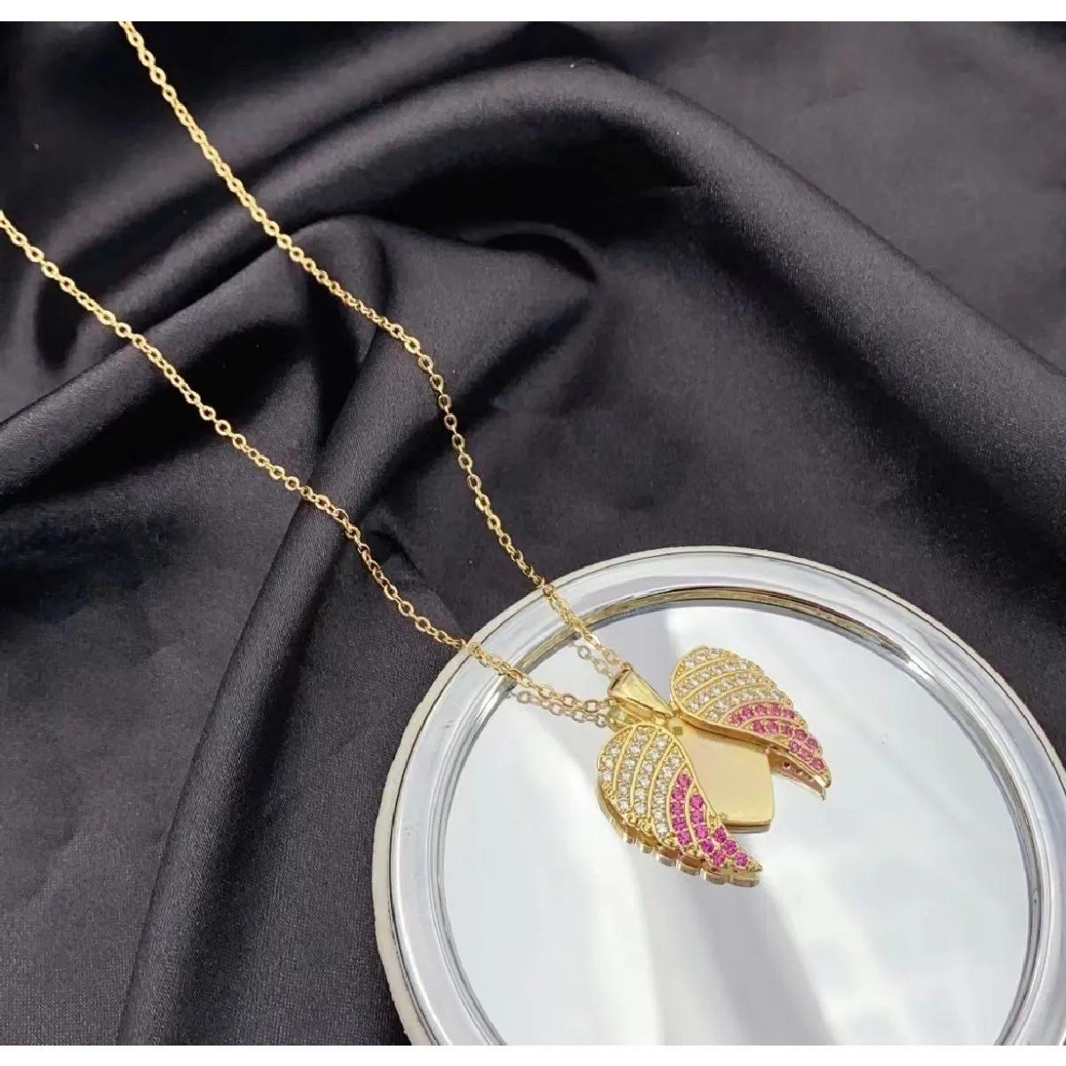 Angle Wings Heart Love Pink Pendant Chain Women