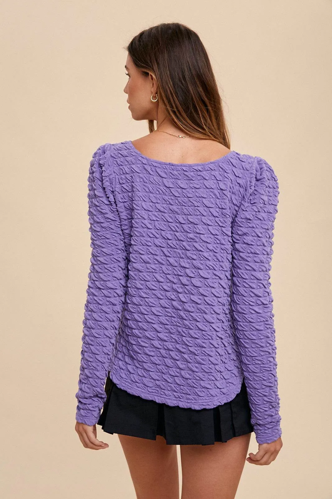 Annie Textured Puff Sleeve Knit Top