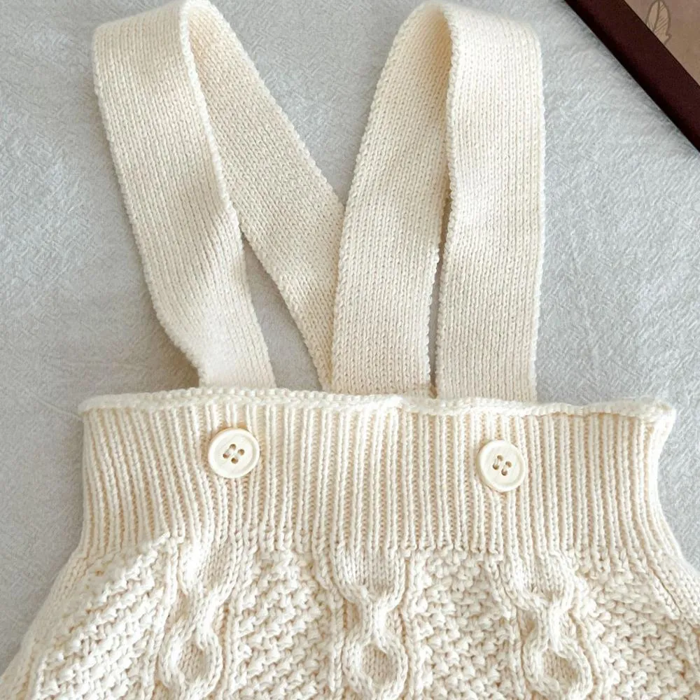 Baby Knitted Overalls Cotton Yarn Twist Suspenders Western Style Romper Wholesale