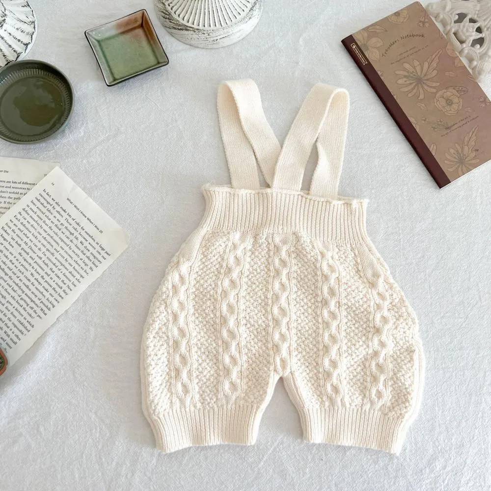 Baby Knitted Overalls Cotton Yarn Twist Suspenders Western Style Romper Wholesale