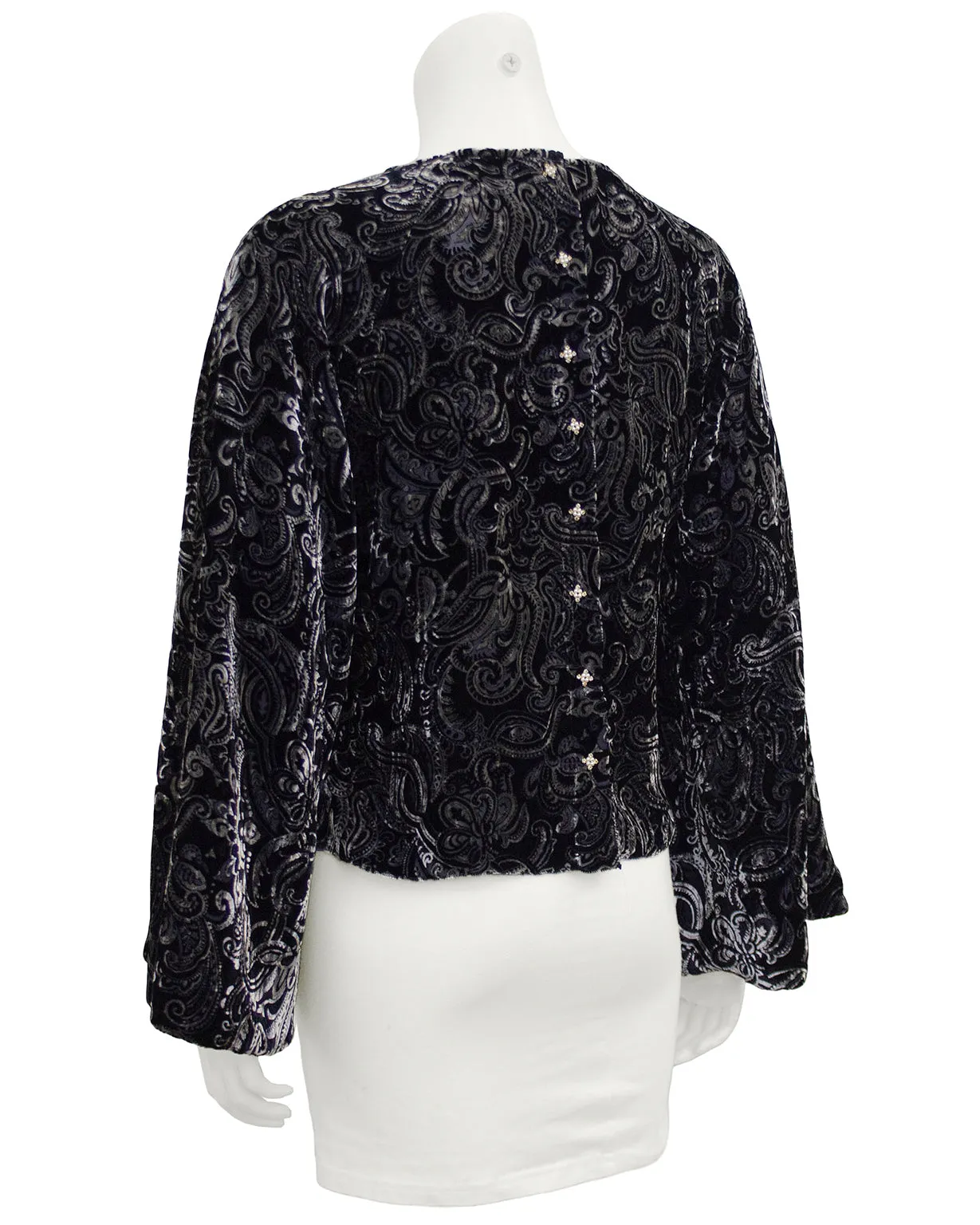 Black and Grey Velvet Paisley Blouse