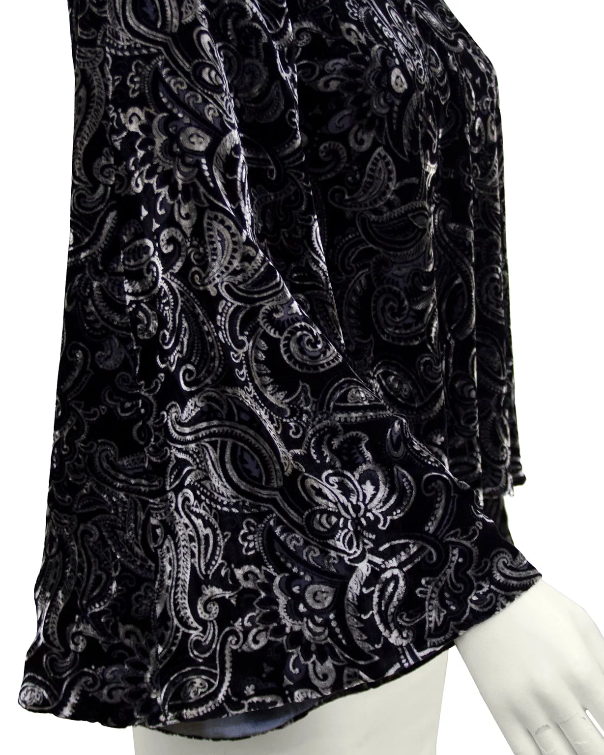 Black and Grey Velvet Paisley Blouse