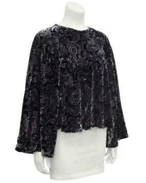 Black and Grey Velvet Paisley Blouse