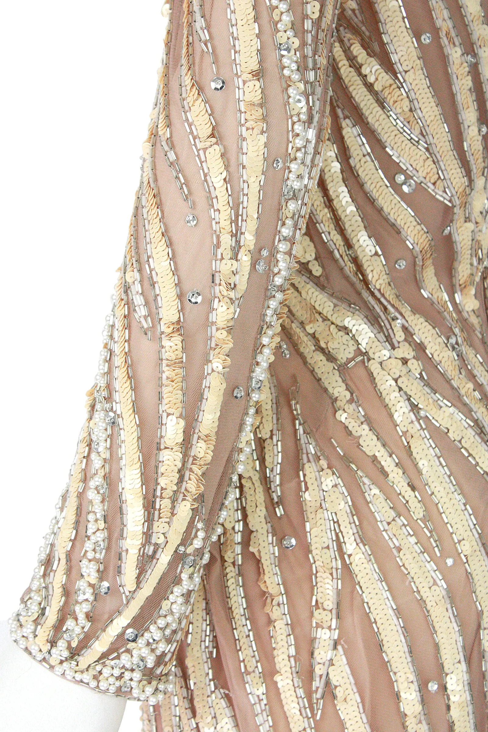 BOB MACKIE Circa 1980s Cream Beaded Gown