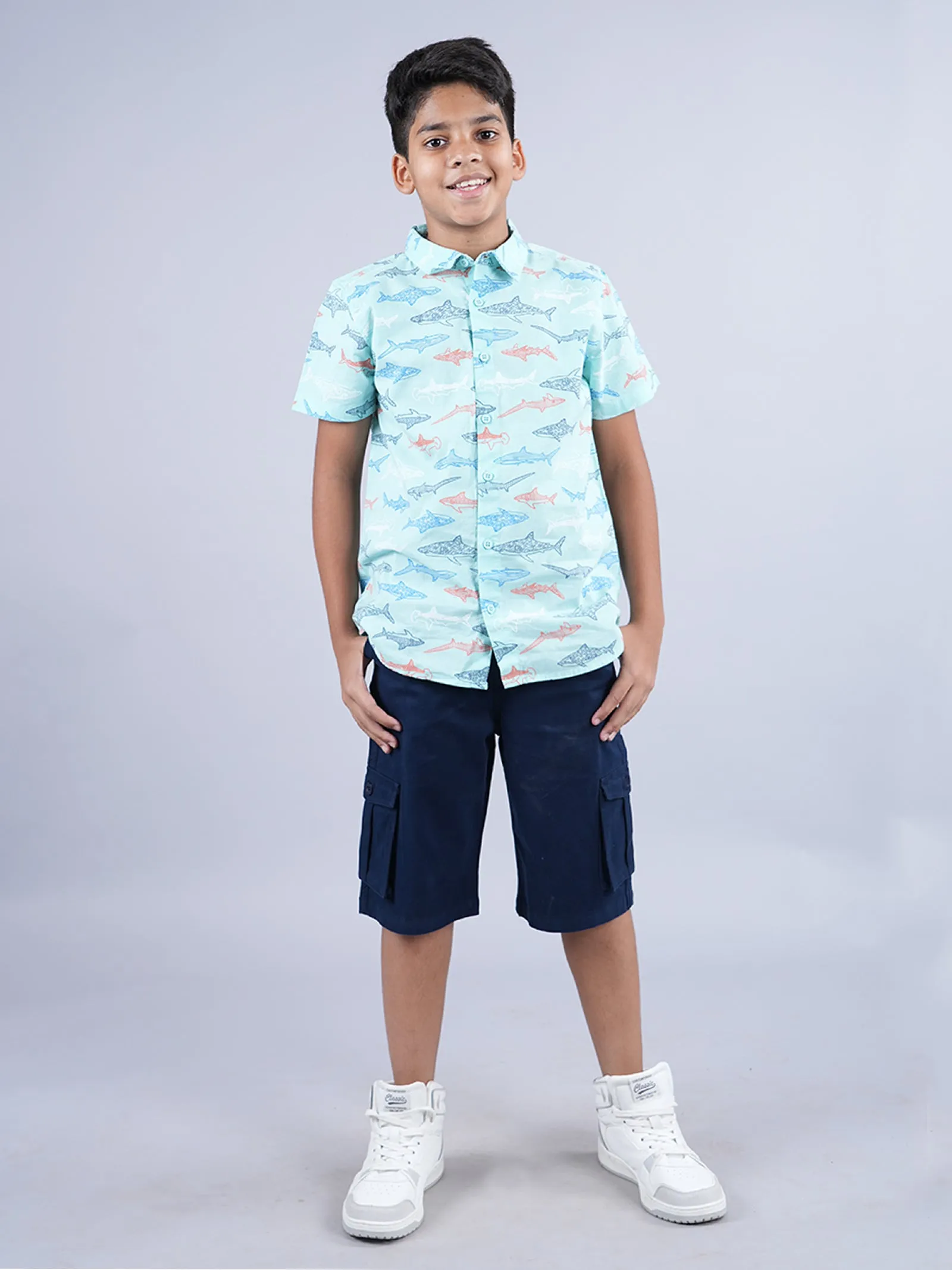 Boys AOP Half Sleeve Shirt