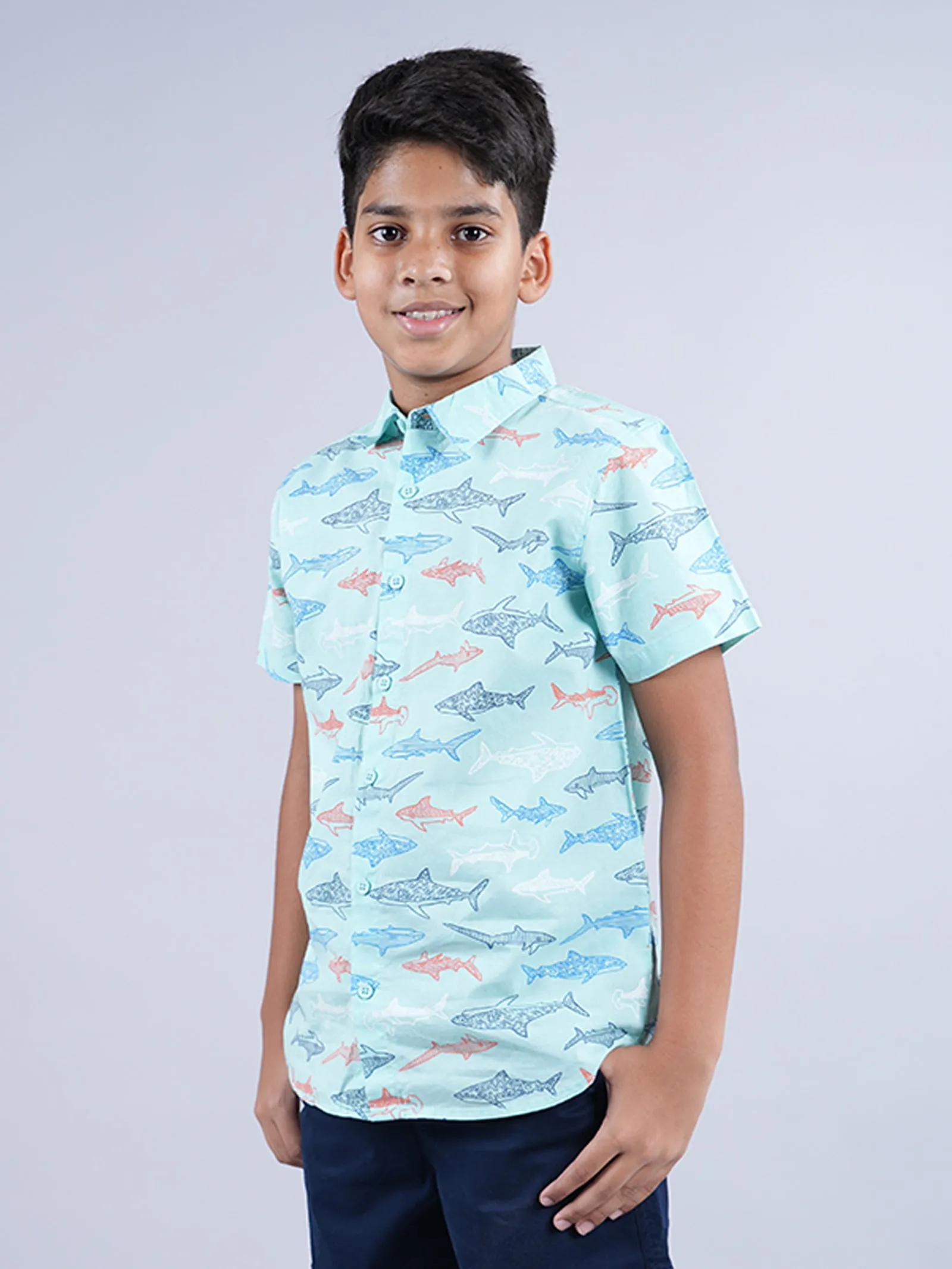 Boys AOP Half Sleeve Shirt