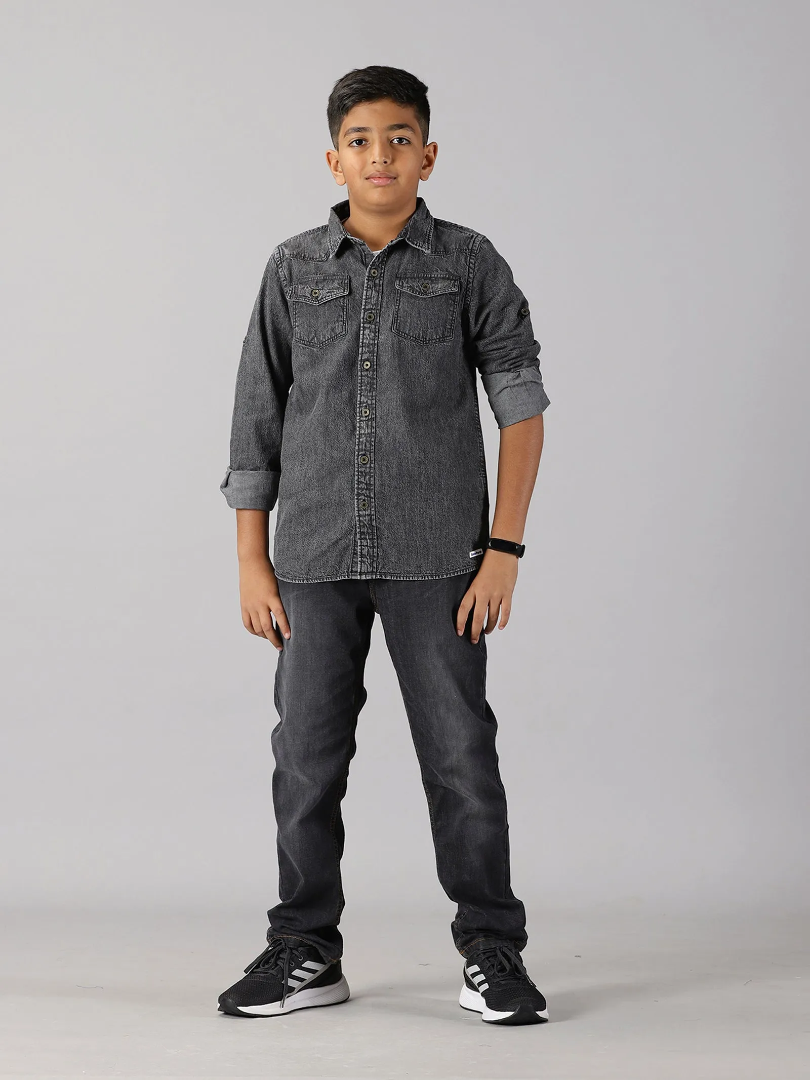 Boys Double Pocket Denim Shirt