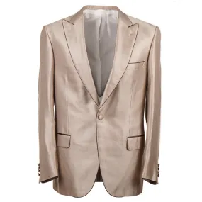 Brioni Gold Silk Dinner Jacket with Peak Lapels