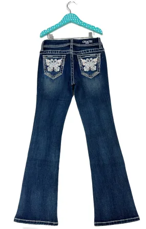 Butterfly Detail Embroidery Girls Bootcut Jeans