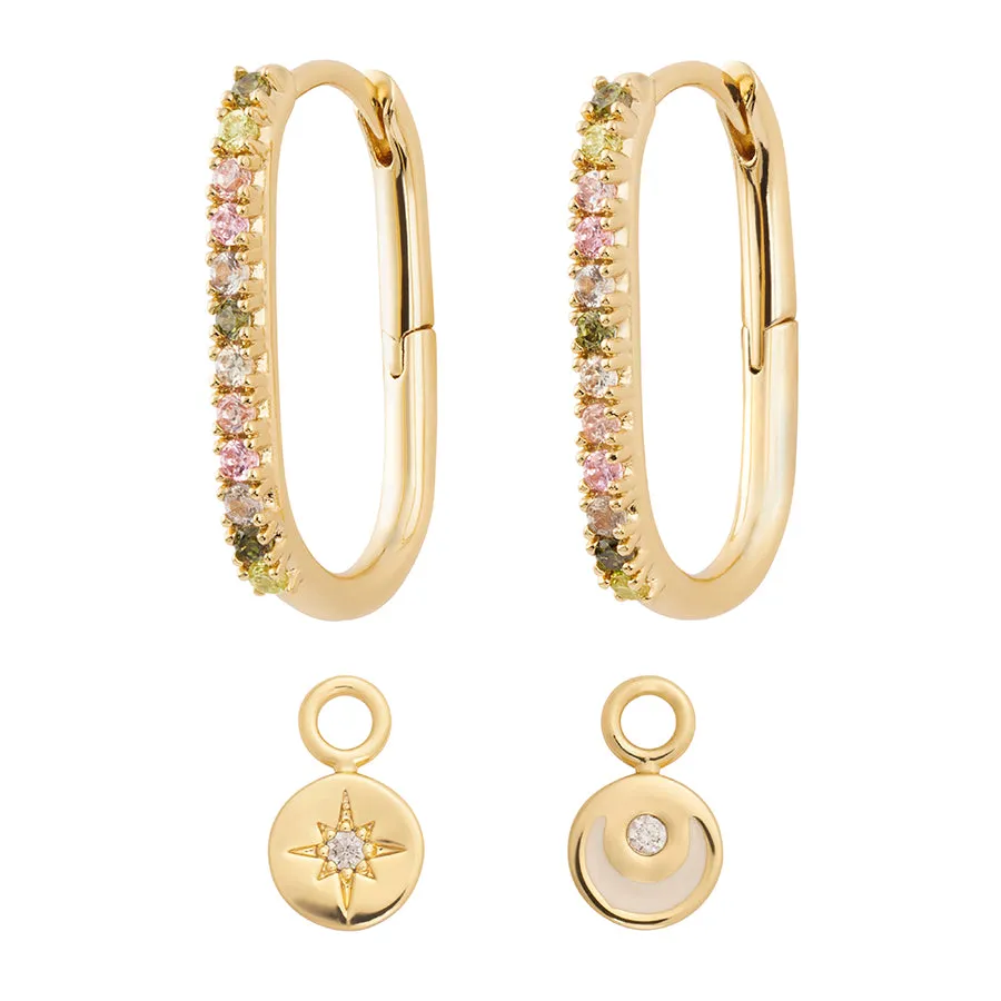 Celeste Pave Gold Hoop Earrings