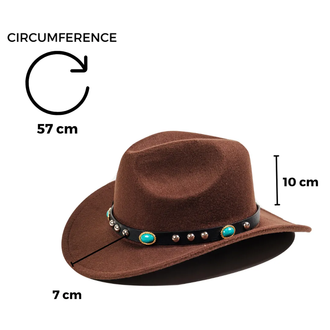 Chokore Cowboy Hat with Rhinestone Belt (Chocolate Brown)