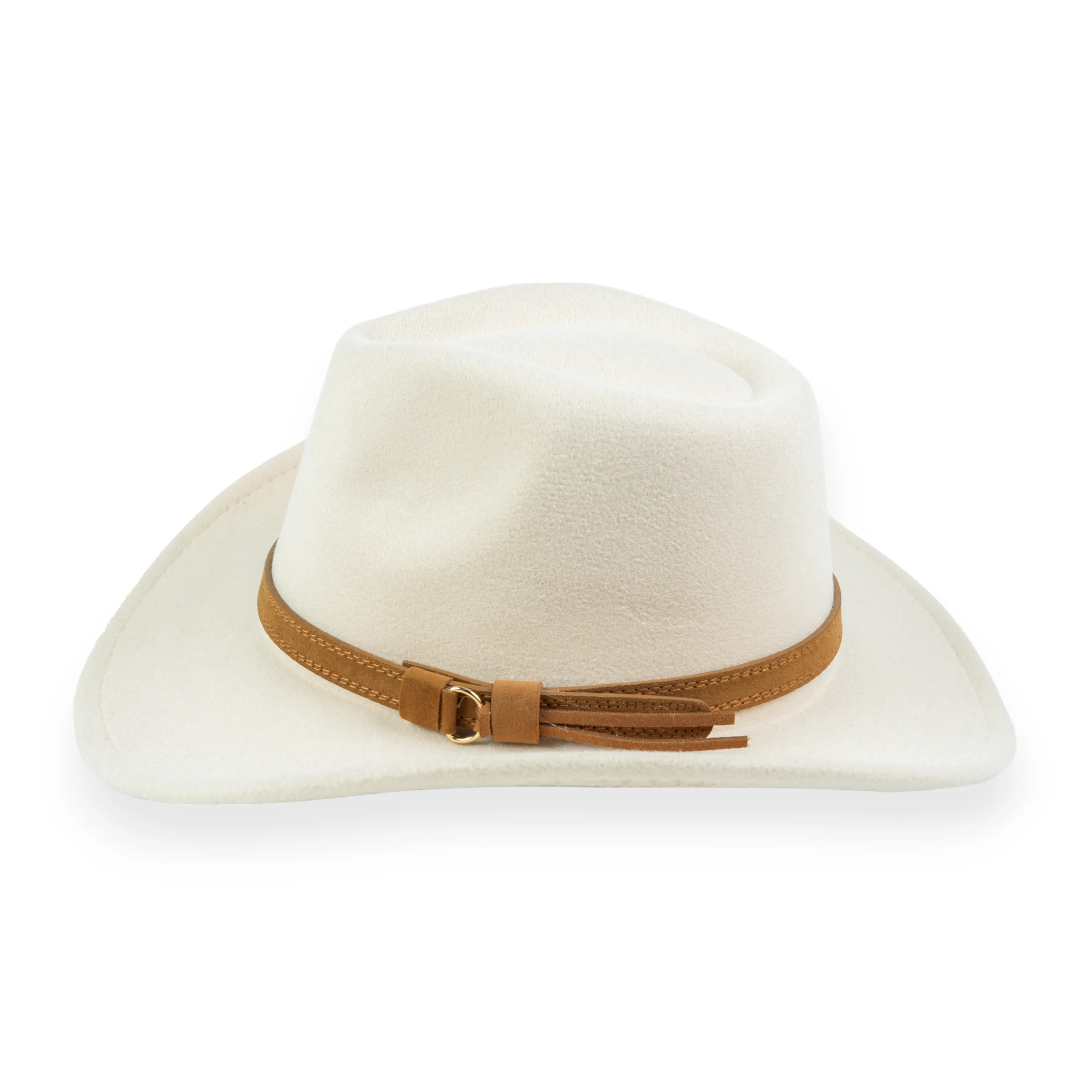 Chokore Pinched Cowboy Hat with PU Leather Belt (Off White)