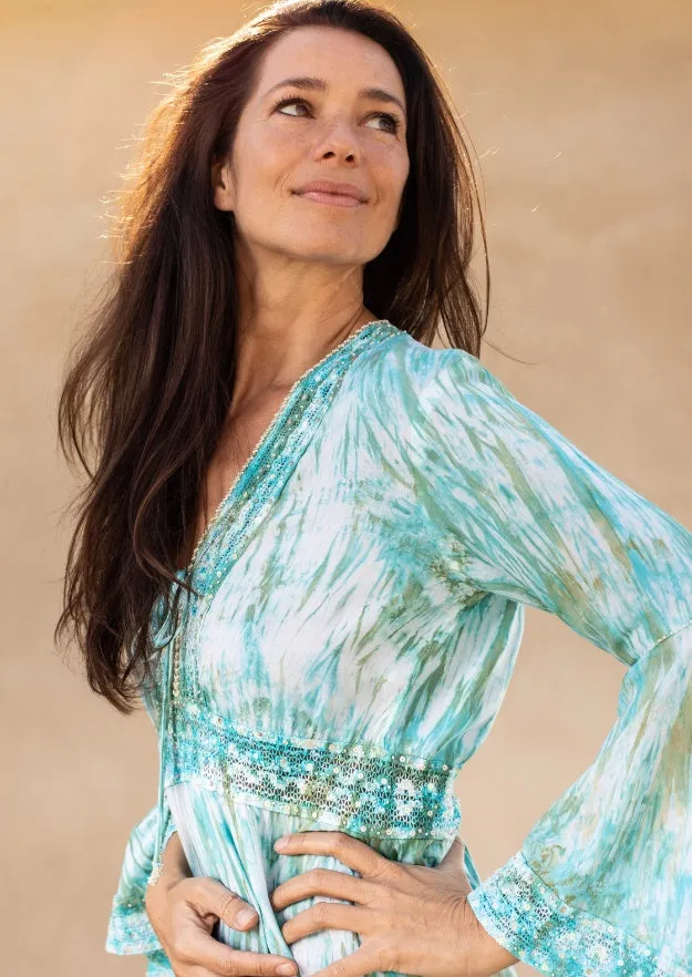 Cora Tunic Dress // Tanit Tie Dye - Green