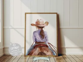 Cowgirl Nursery Print - Purple