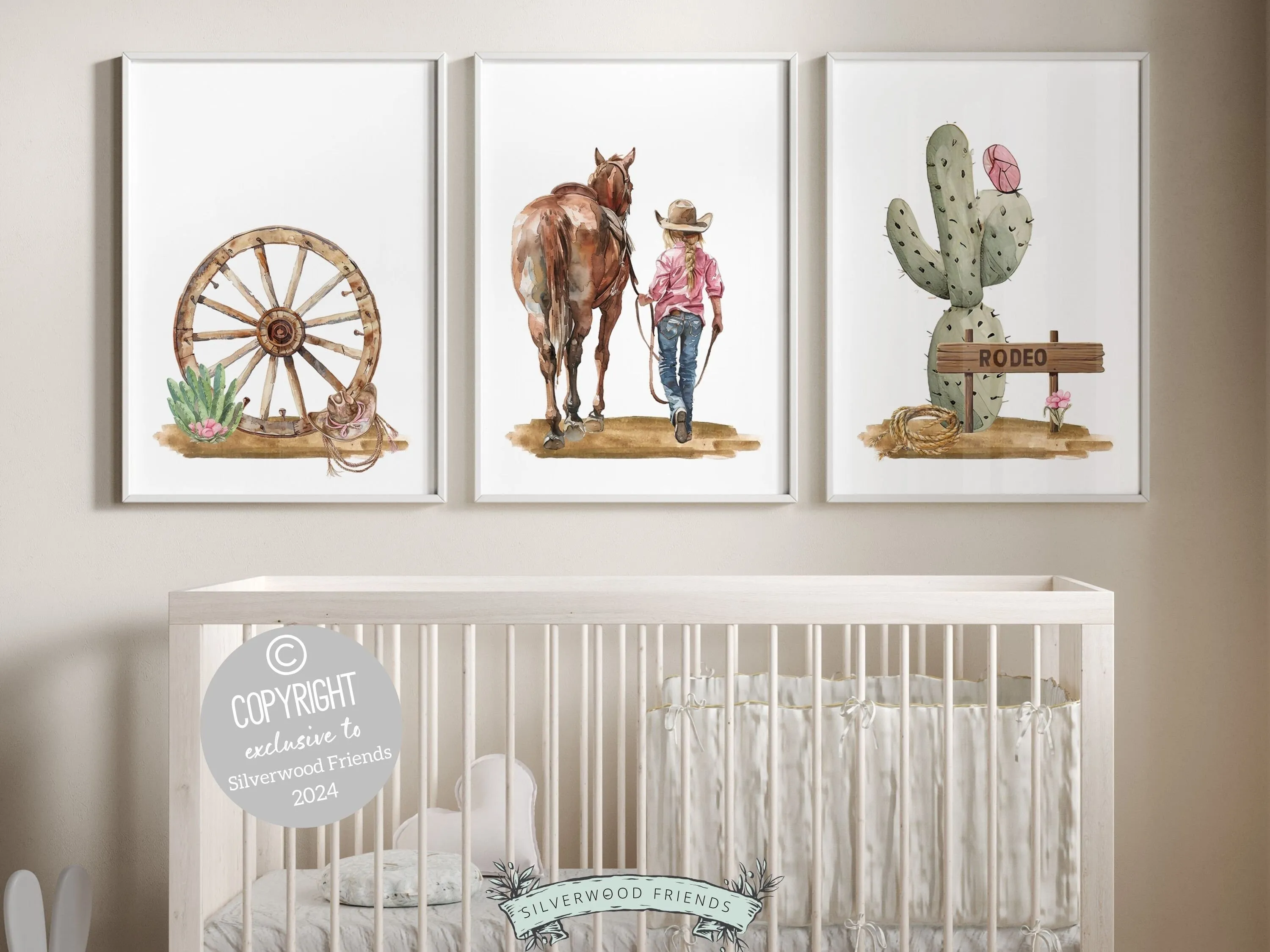 Cowgirl Nursery Prints - Set 1