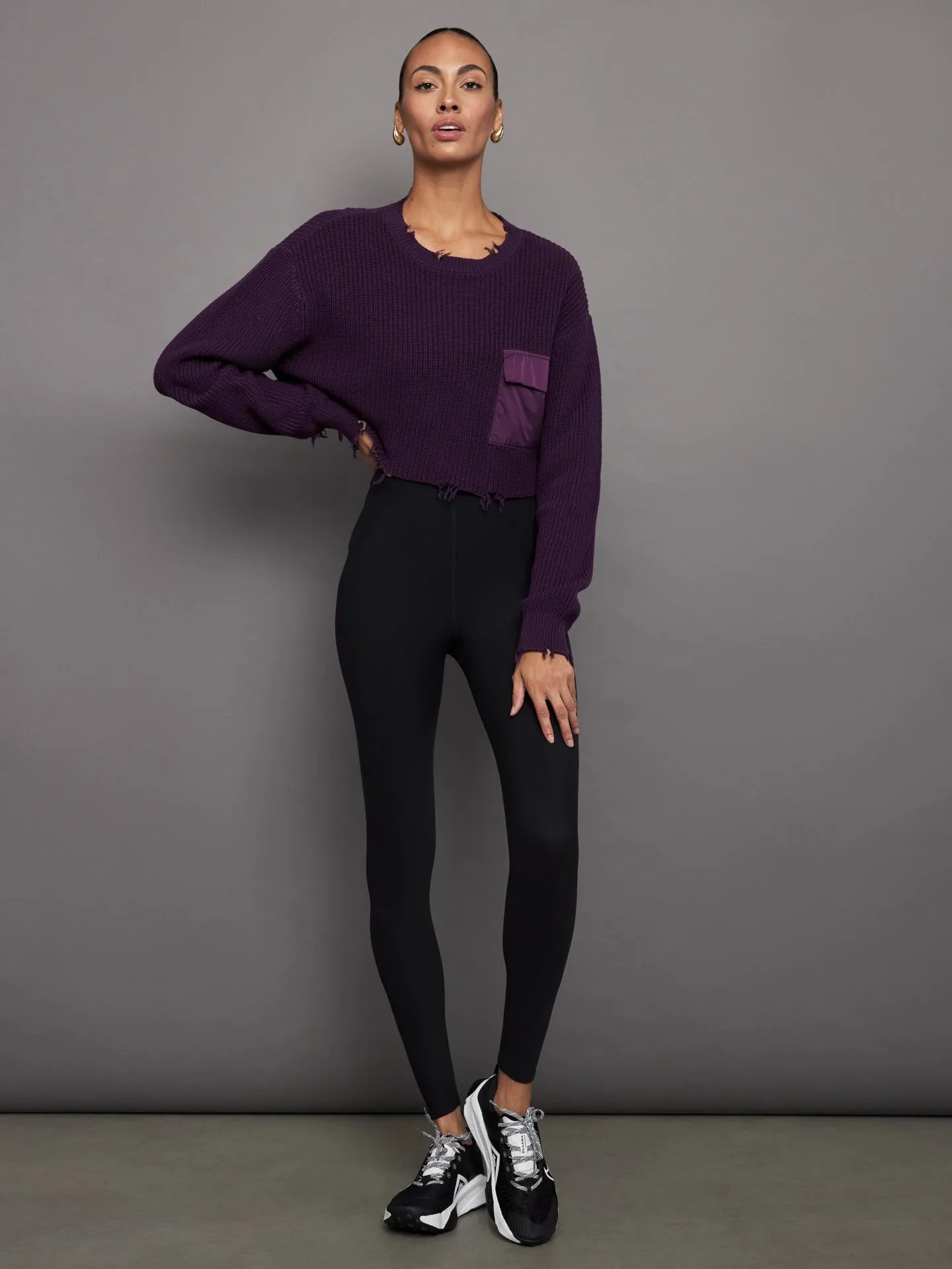 Cropped Devin Sweater - Eggplant