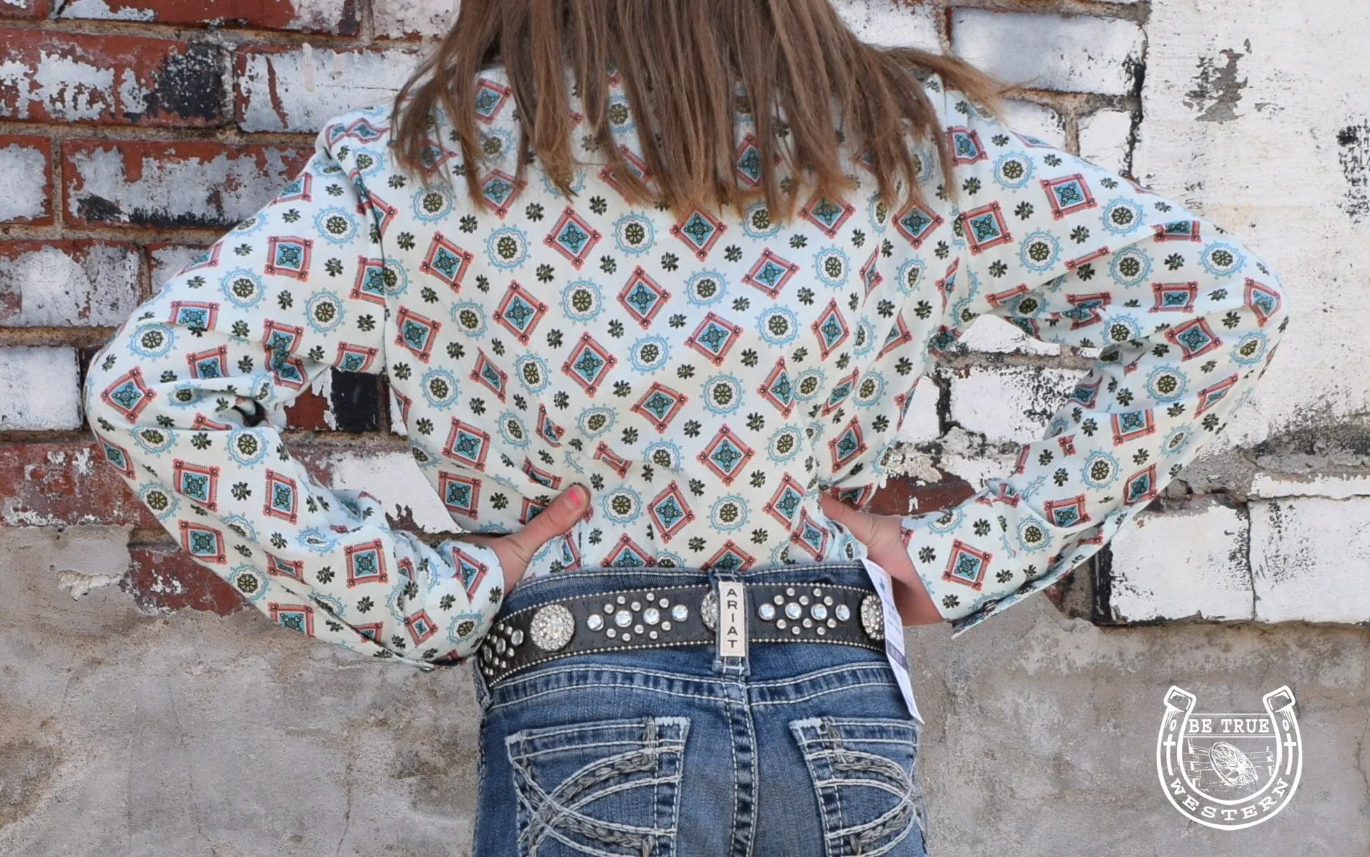 Cruel Girl Light Blue Print Snap Western Shirt