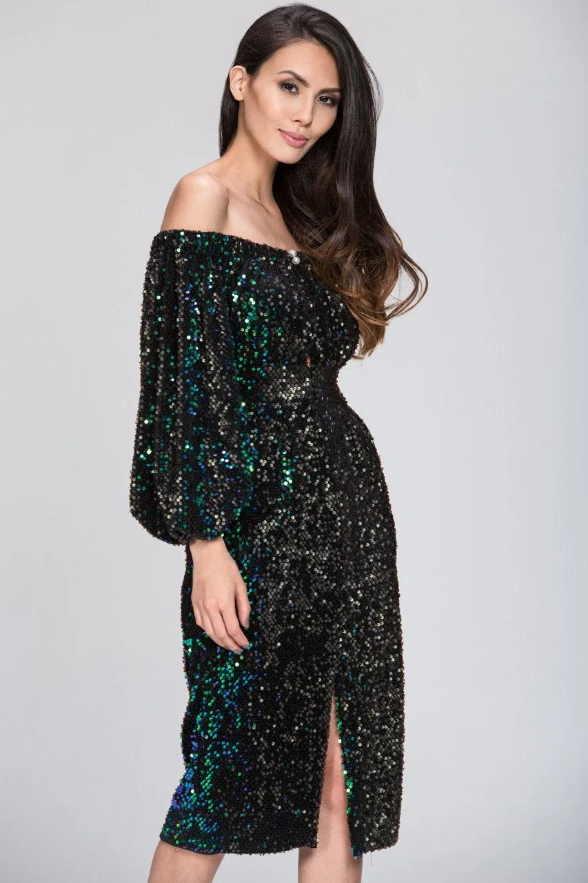 Deema Al Asadi - Sequined off the Shoulder Dress