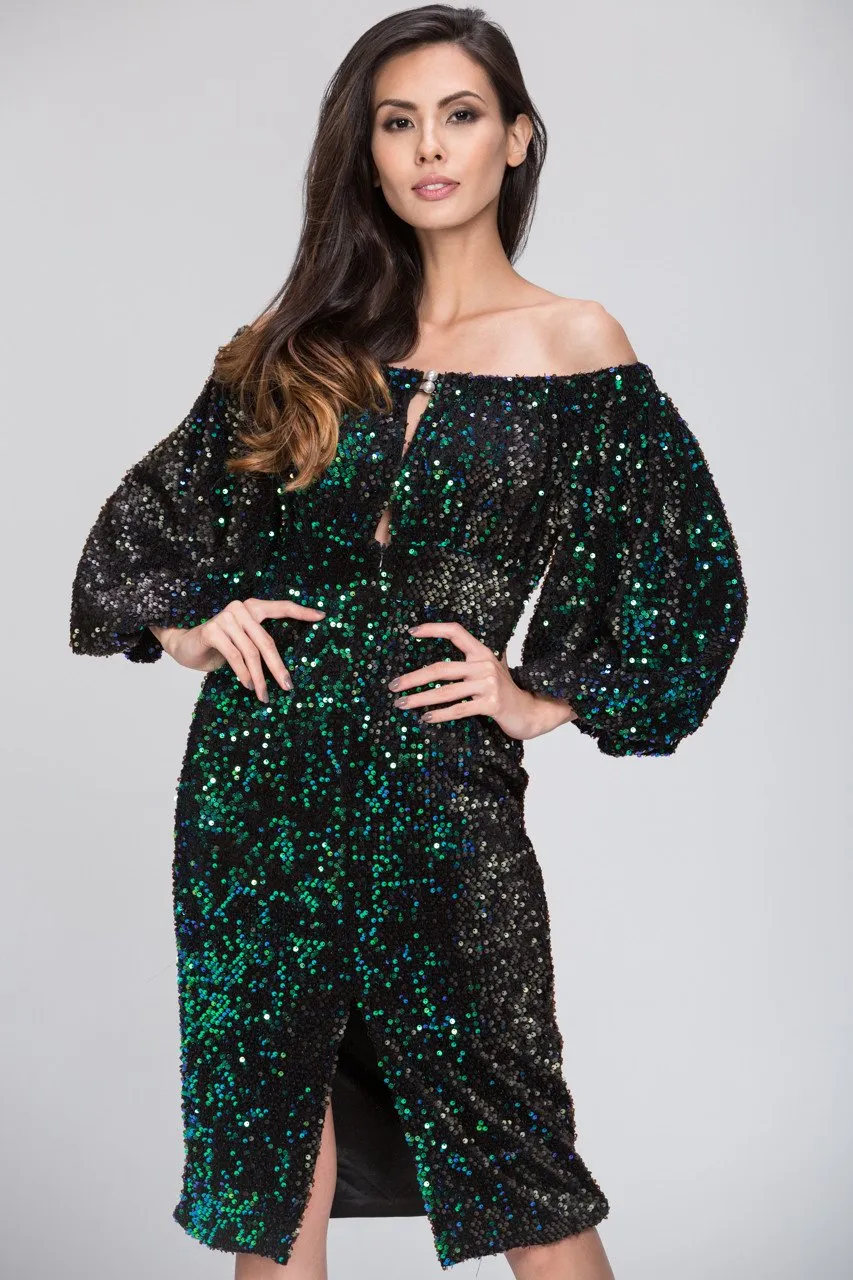 Deema Al Asadi - Sequined off the Shoulder Dress